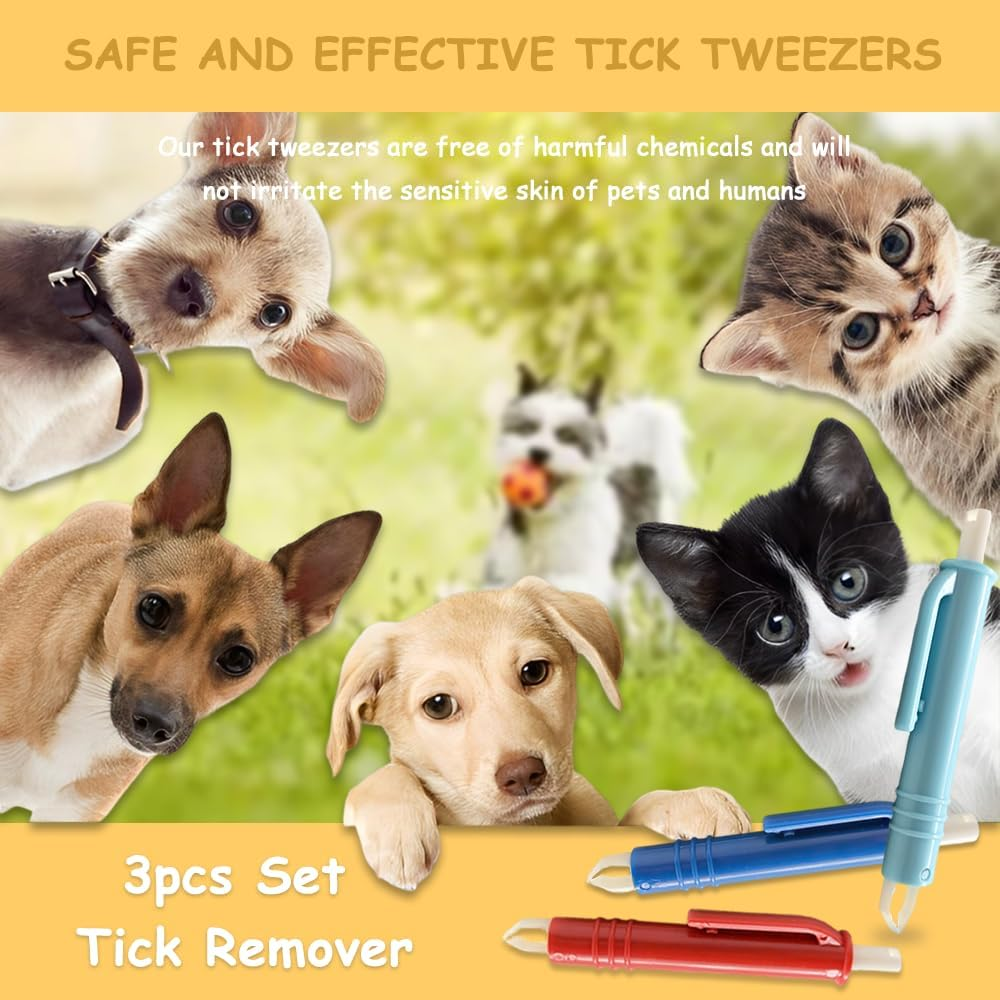 BAVALIN Tick Tweezers Set for Dogs Cats - Set of 3 Tick Tweezers for Dogs, Cats, Horses and People, Simple and Safe Tick Remover for Ticks of Any Size (Red, Blue, Dark Blue) image number 2