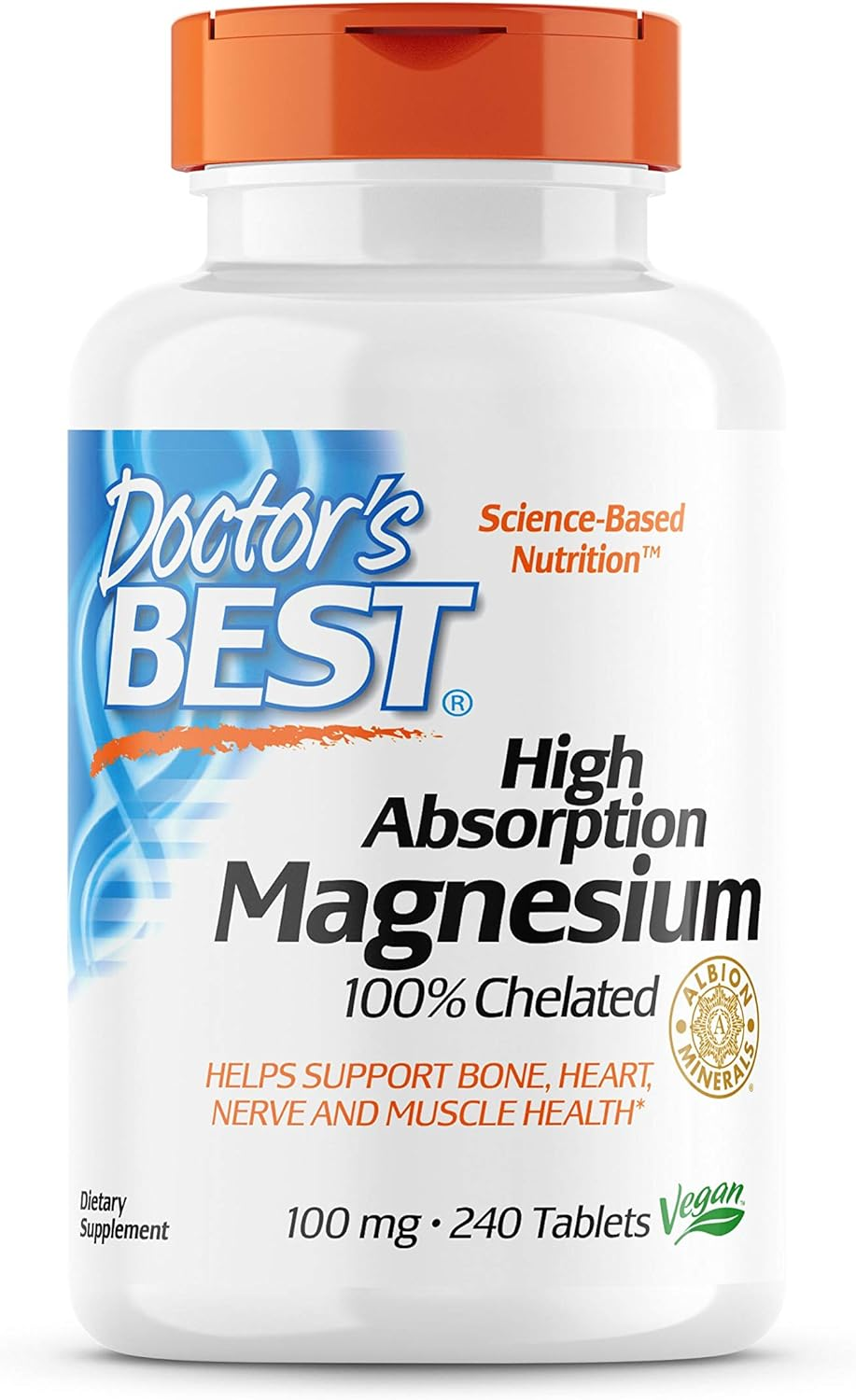 Doctor'S Best - High Absorption 100% Chelated Magnesium 100 Mg. - 240 Tablets