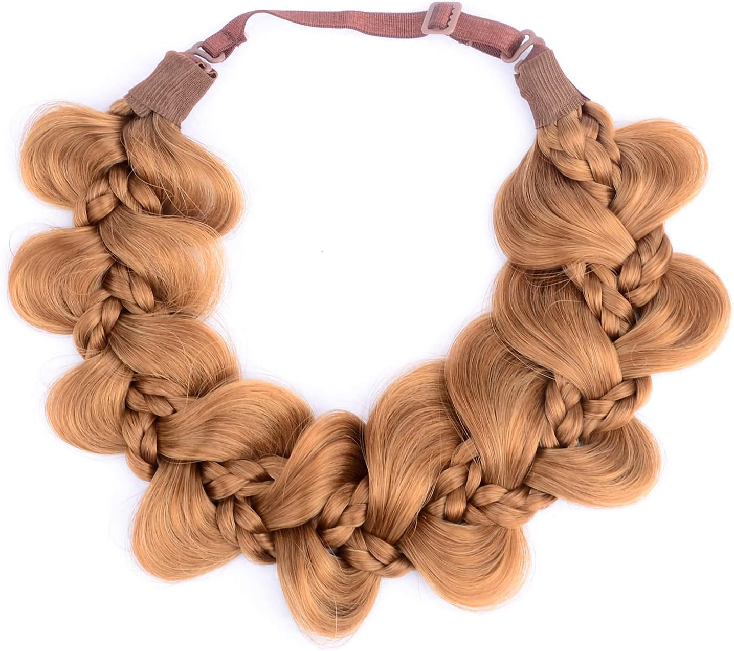 Gledola Bridal Hair Accessories, Wide Kinky Fishtail Braided Braids, Headband, Braided Synthetic Hair, Elastic Stretch, for Women, Bride (Strawberry Blonde) image number 5