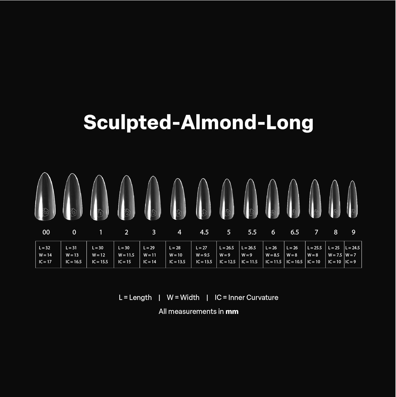 APR&Eacute;S Aprs Gel-X Almond Nail Tips Box, 280 Soft Gel Tips, 14 Sizes 00-9, Half Sizes Included (Long Carved Almond, 280 Count)