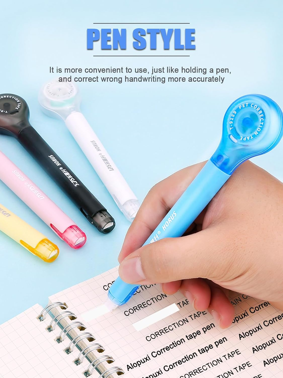 5Pcs Correction Tape Pen, White, 1/5" X 236", Push-Pull Protectiv image number 6