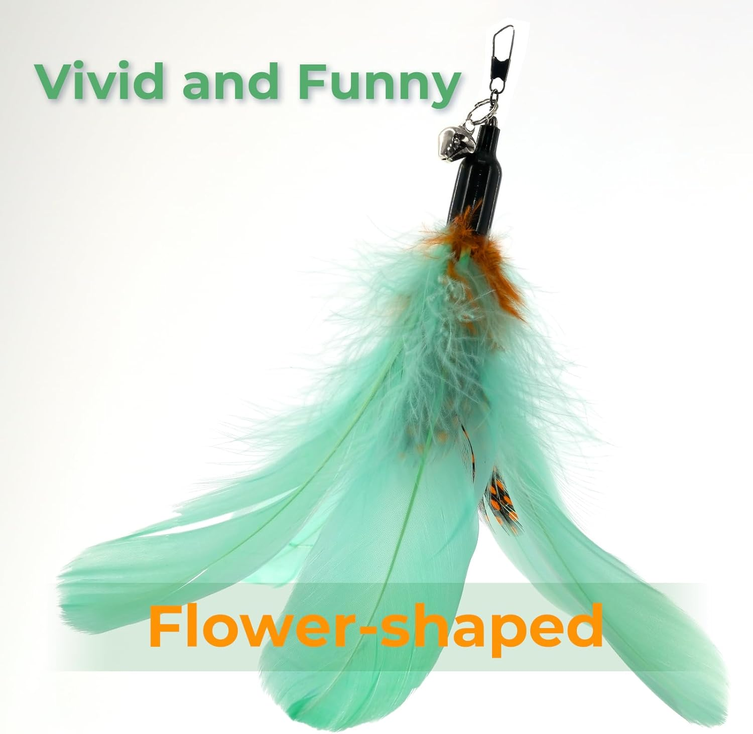 SONGWAY Cat Toy Wand Replacement - 6 Pieces Cat Toys, Cat Feather Toy Refills, Cat Teaser Wand Attachments, Interactive Cat Toys for Indoor Cats Light-Colored Feathers image number 6