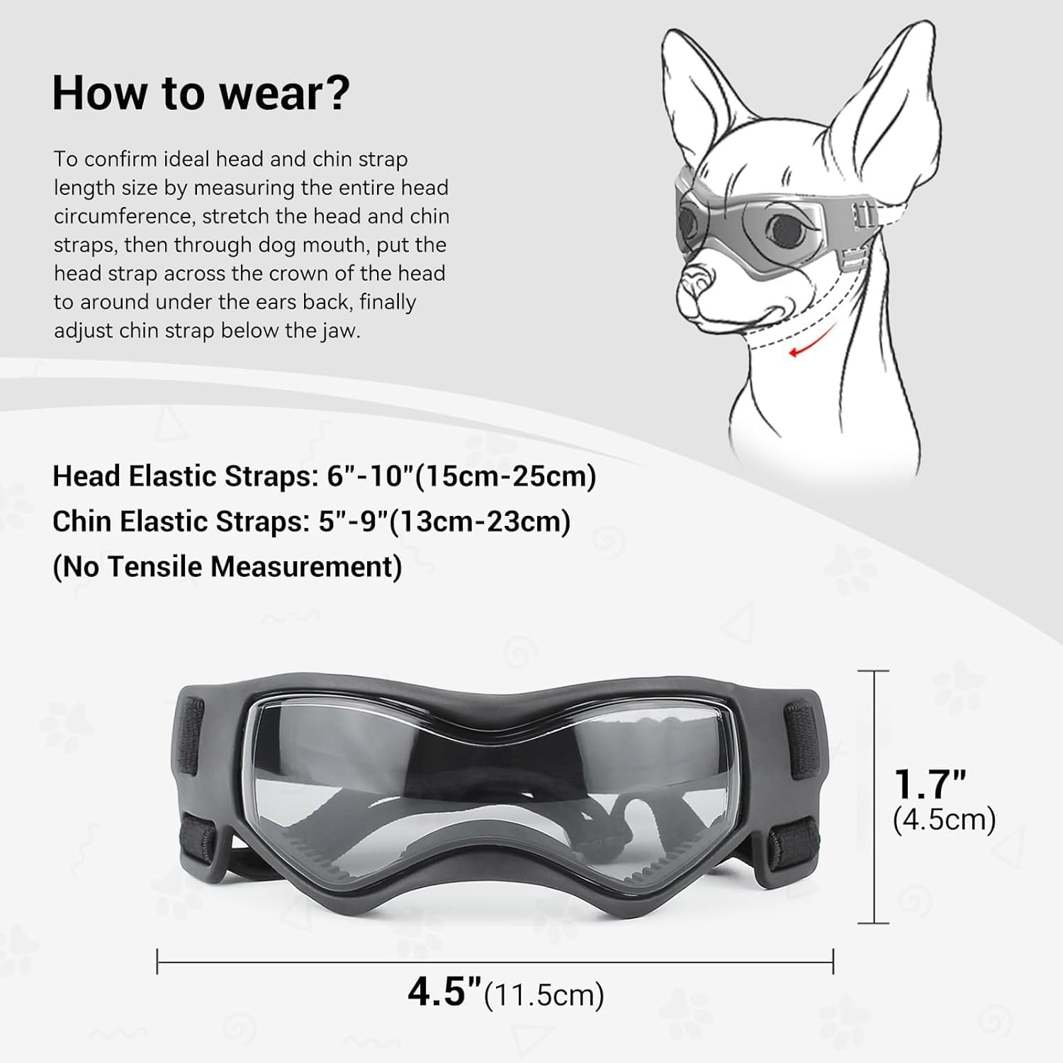 Gofunway Pet Small Dog Goggles, UV Protection, Windproof Antifog Eye Wear Protection Soft Frame Black (Cool Red) image number 4