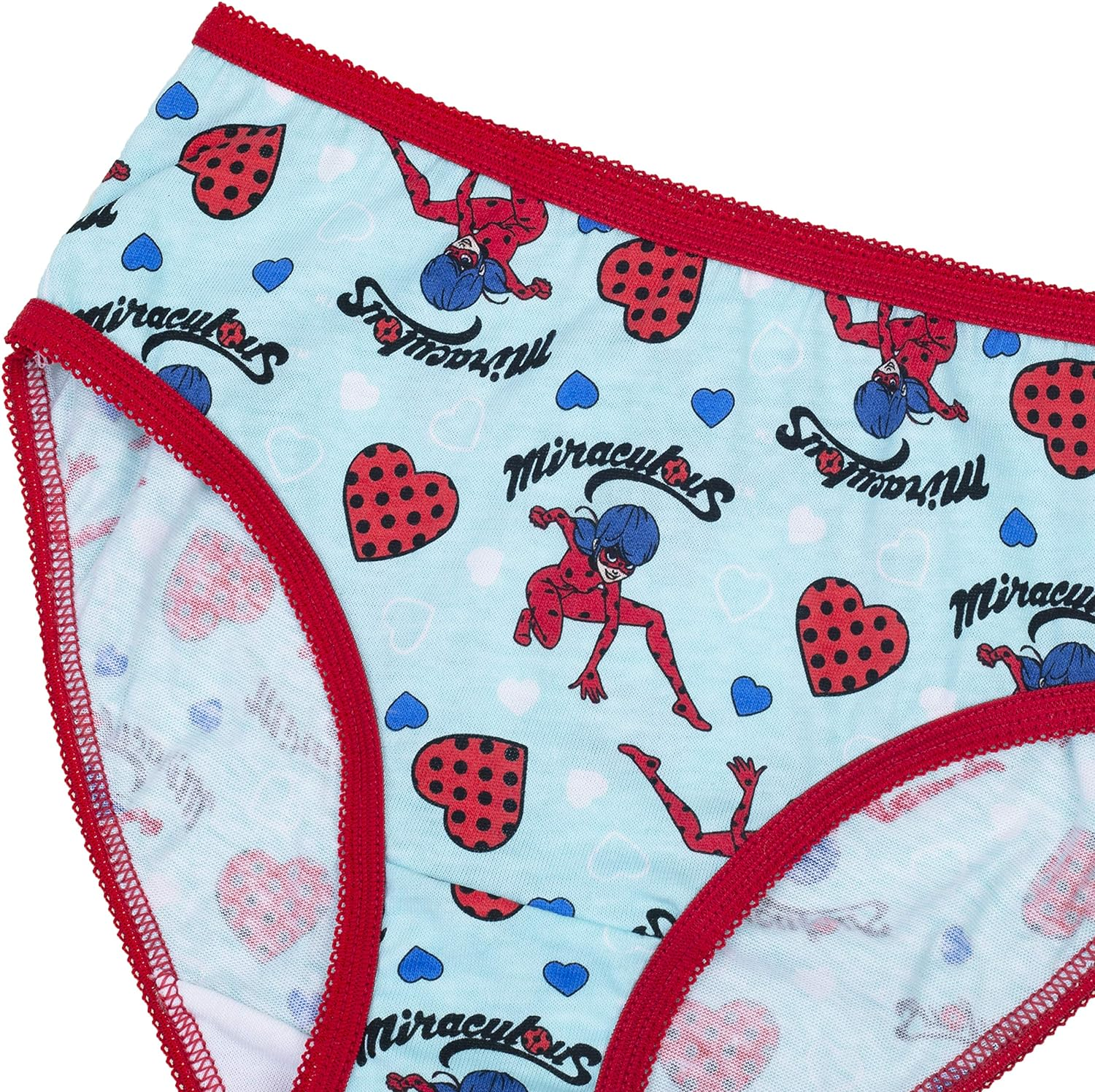Miraculous Girls' 100% Combed Cotton Ladybug Underwear in Sizes 4, 6 and 8