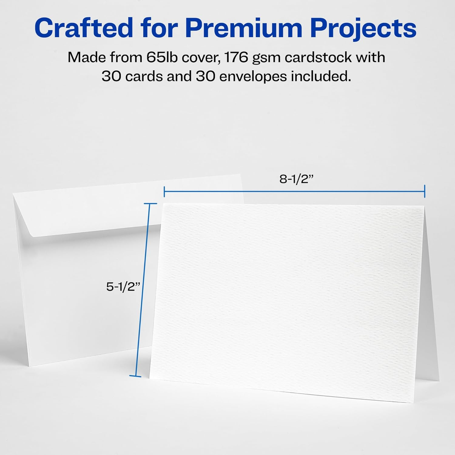 Avery Textured Half-Fold Greeting Cards for Inkjet Printers, Uncoated, 5.5 X 8.5 Inches, White, Box of 30 (03378) image number 2