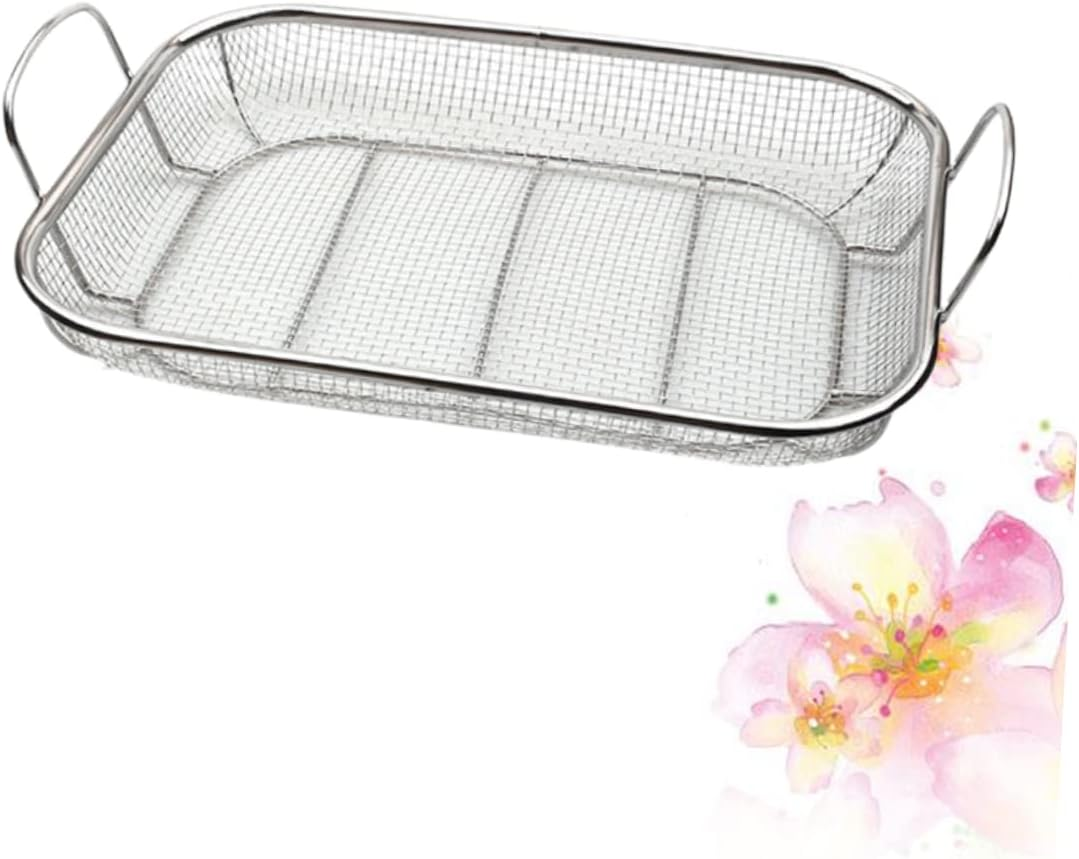Sosoport Grill Basket Barbecue Basket Stainless Steel Food Tray Strainer Tray for BBQ Portable Handle Design image number 2
