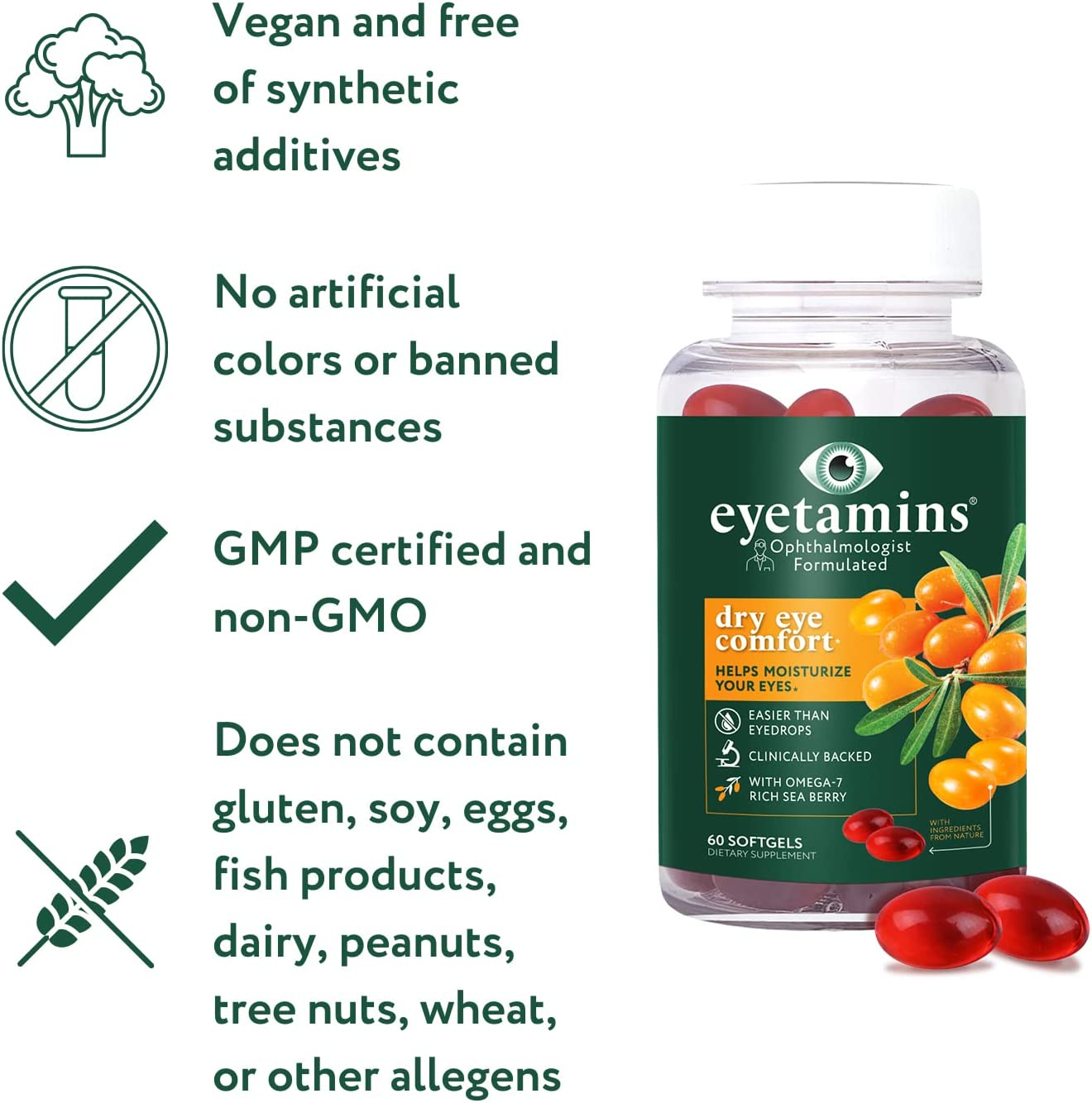 Eyetamins Blue Blocker&reg; Eye Health - 60 Lutein Gummies - Ophthalmologist-Developed - Support Vision, Filter Blue Light & Help Eye Strain - Promotes Sleep, Focus Eyesight &ndash; Vegan & Non-Gmo Formula image number 3