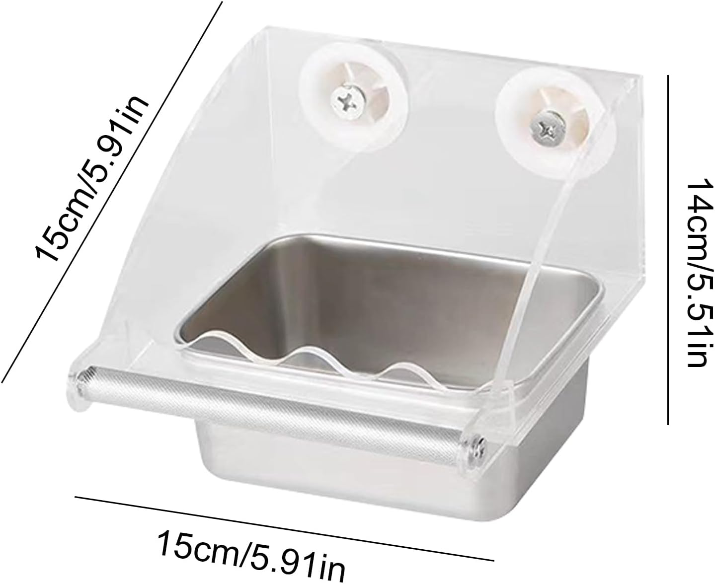 Parakeet Feeder - Clear Bird Feeder inside Cage | with Anti-Slip Bracket Stainless Bowl for Hummingbird Lovebirds Parrots Indoor Garden image number 3