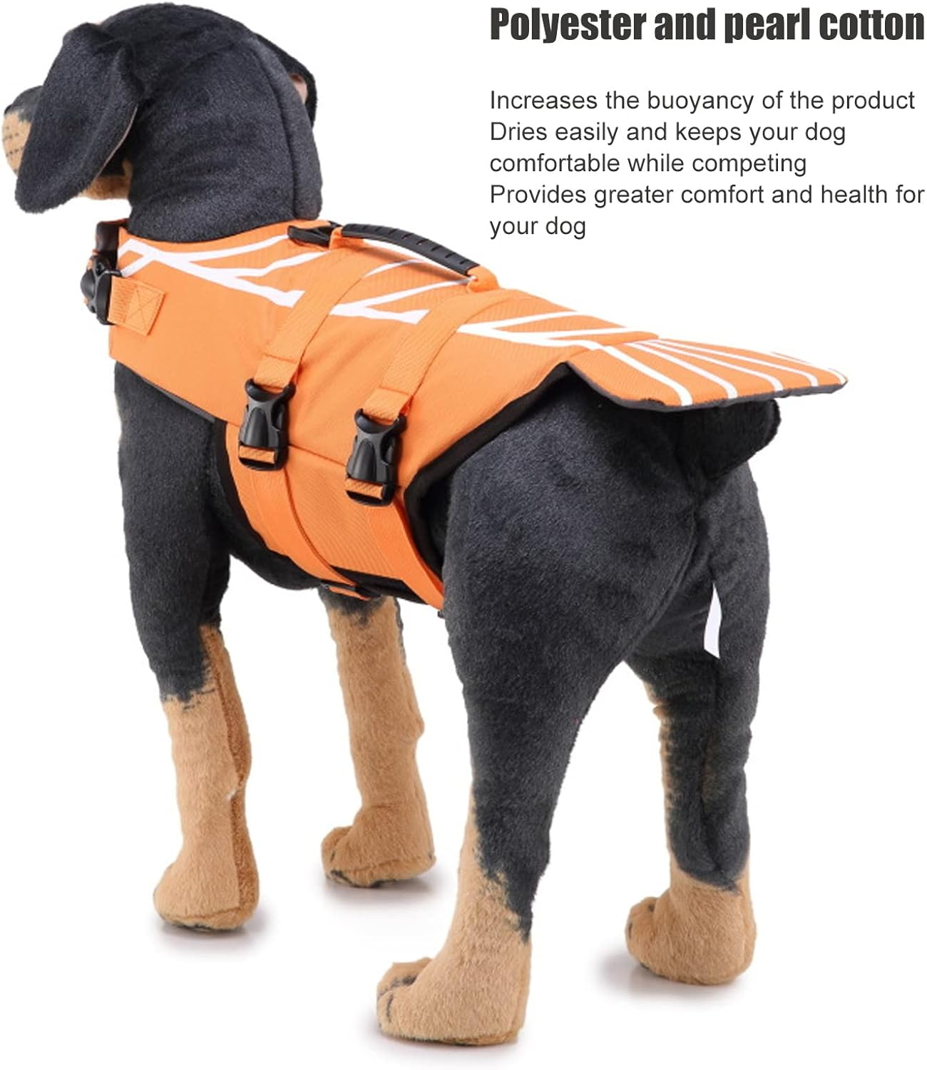 Dog Life Preserver, Adjustable Ergonomics Safe Dog Floatation Swimming Vest, Dog Life Jacket Swimsuit with Adjustable Waistband for Water Safety at the Pool, Beach, Boating(S) - S image number 5