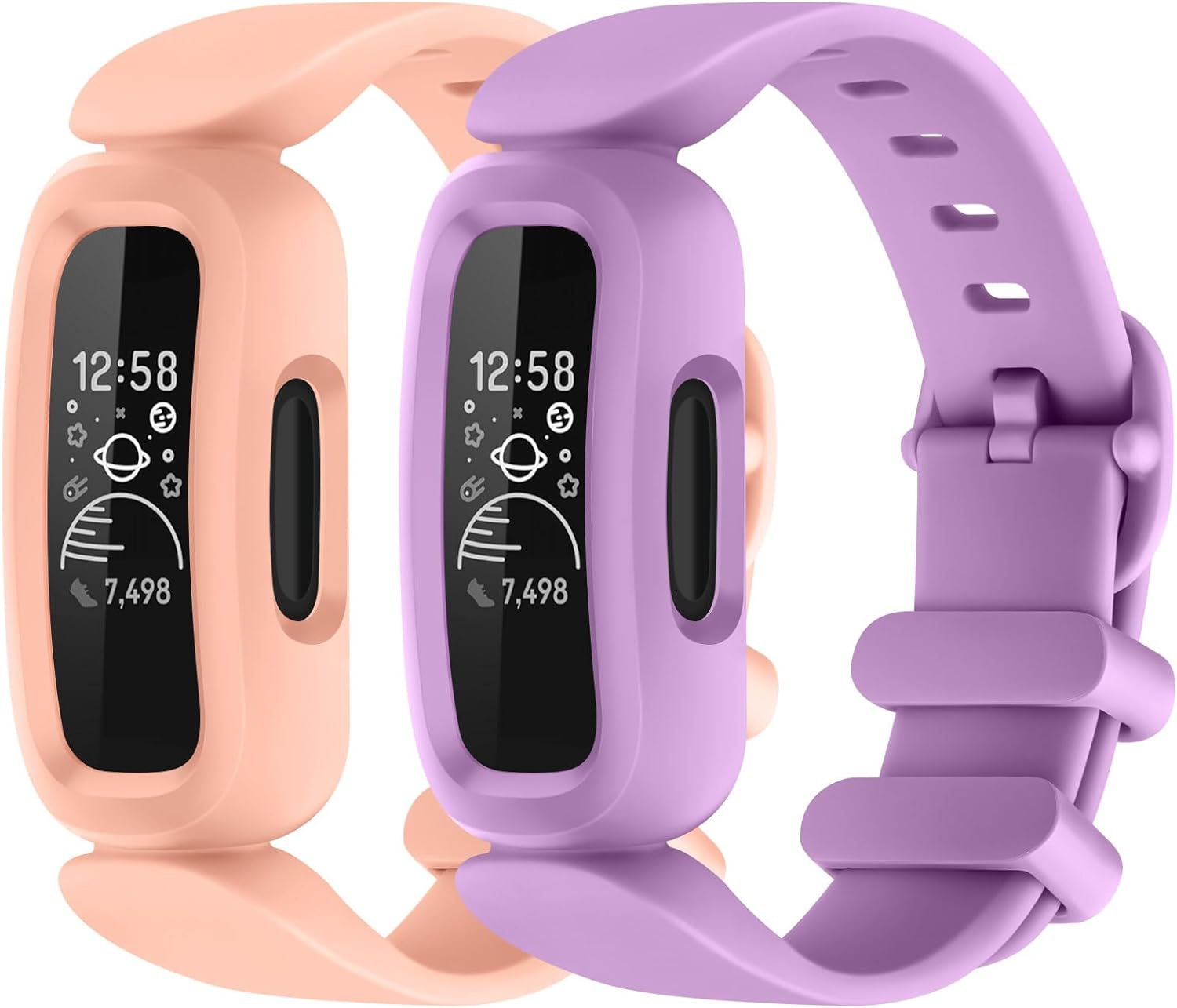 Leonids Sport Bands for Fitbit Ace 3 - 2 Pack Soft TPU Adjustable Replacement Waterproof Strap for Kids Boys Girls