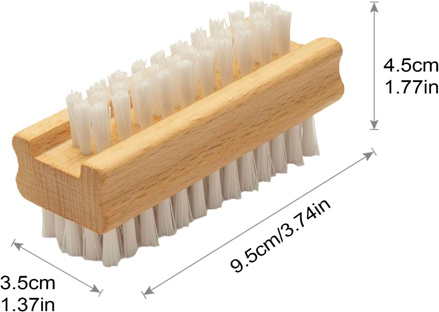 Nail Cleaning Brush - Wooden Nail Brush, 10Cm Finger Bru.Sh - Double-Sided Wooden with Non-Slip Handle for Manicure & Hygiene, Ideal for Children, Men, and Women at Home, in the Salon, or on The image number 2