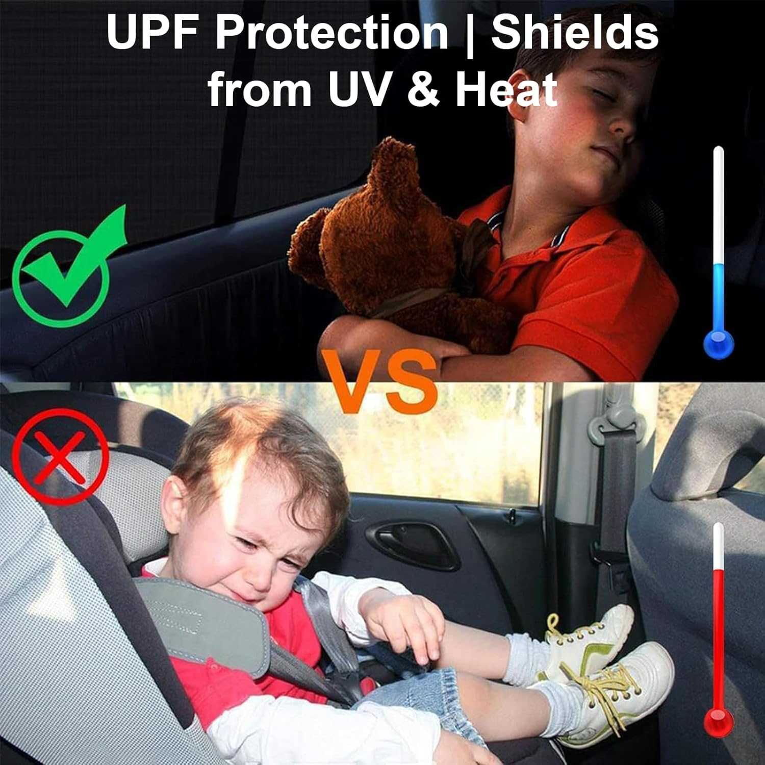 MAEZOE 4PCS Car Window Sun Shades, Breathable Mesh Car Curtains for Side Windows, UV Protection & Privacy Screen, Universal Fit for SUV, Sedan & Family Trips