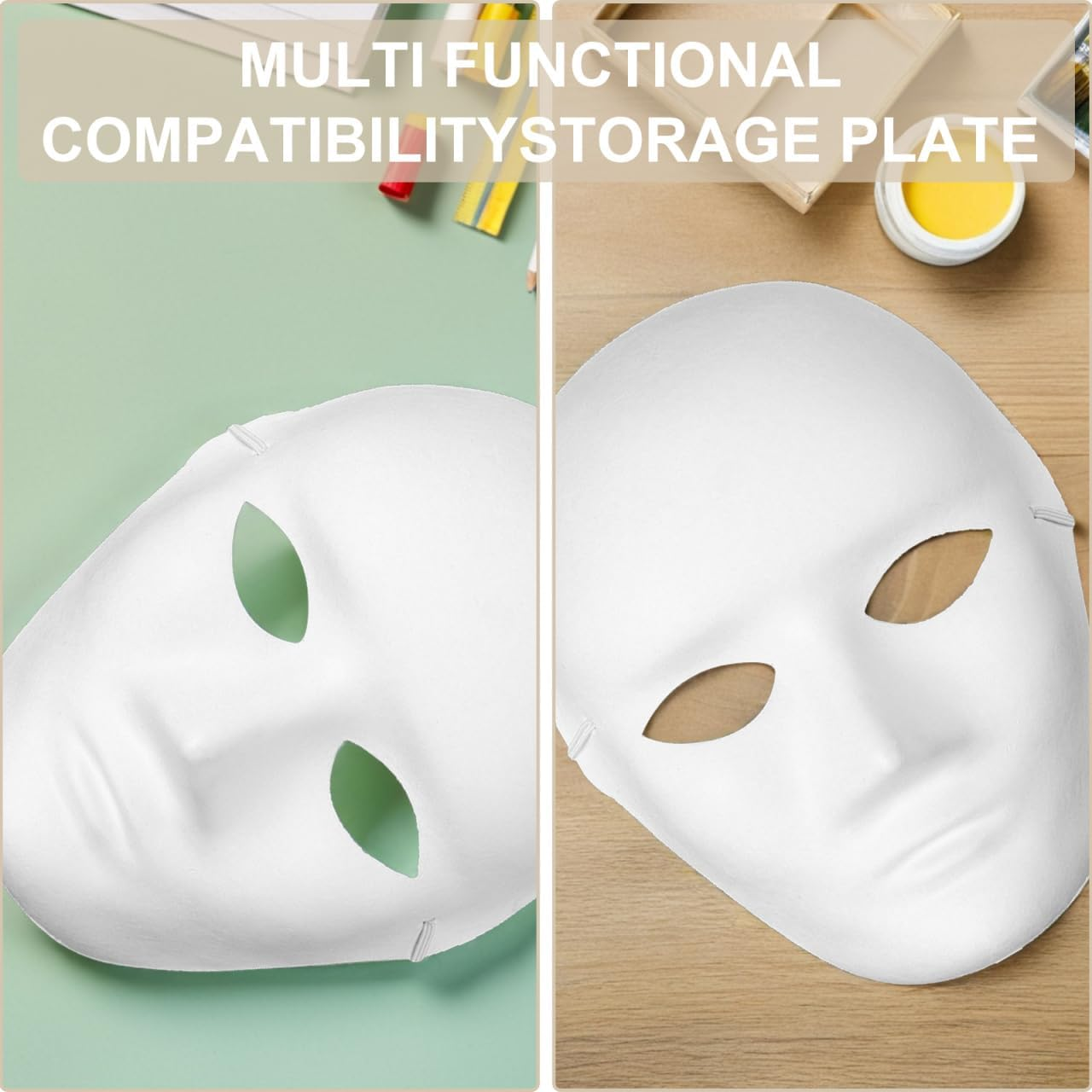 PACKOVE 5Pcs White Craft Masks for Boy Girl Paintable Blank Masquerade Masks for Creative Fun Comfortable and Lightweight Design for Parties Group Activities and Artistic Expression image number 3