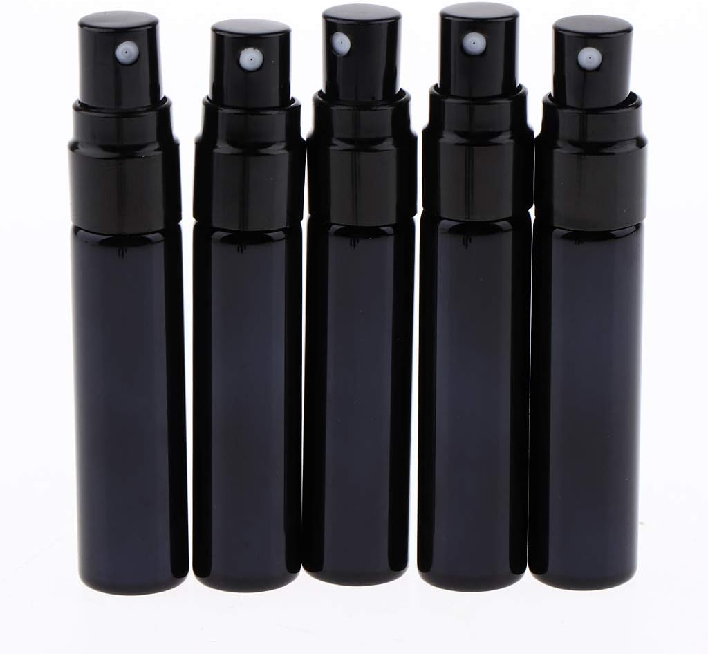 5 Piecesglass Spray Bottles Mini Vials Perfume Bottle Cosmetic Container Black image number 5