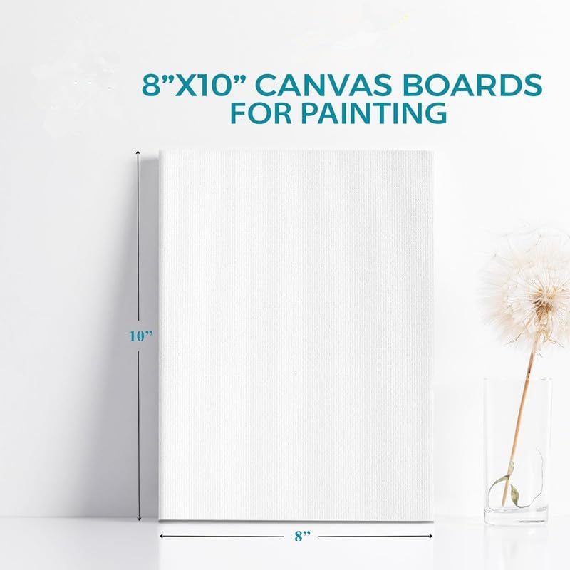 8X10 Inch Canvas Boards for Painting, Blank Flat Canvas Panels Art Painting Supplies - Gesso Primed 100% Cotton for Acrylic Oil Watercolor Tempera Paint（12 Pack） image number 5