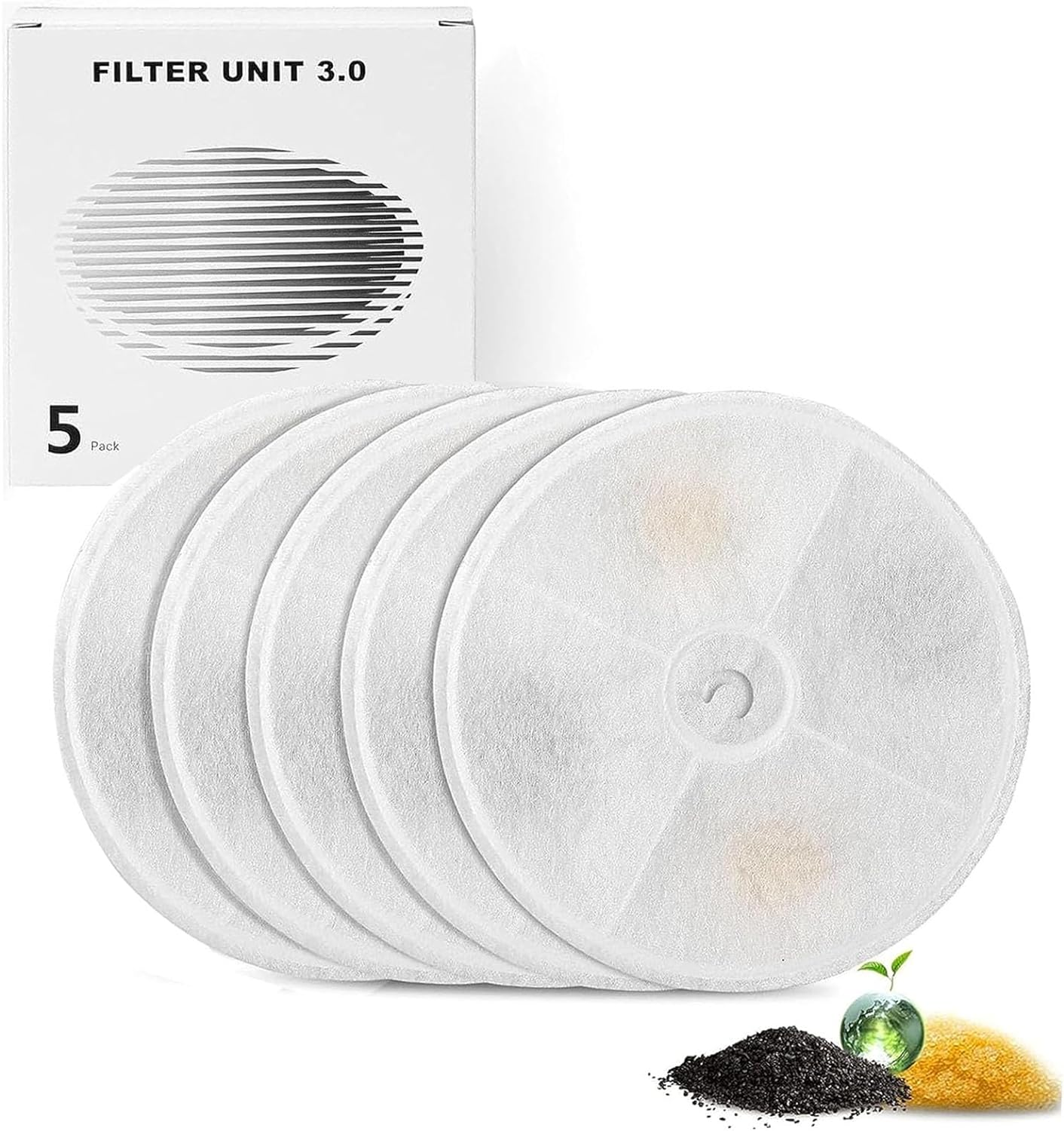 PET Standard Water Filters, Pack of 5 Replacement Filter Fit, Compatible with Most Cat Fountain and Pet Water Fountain image number 4