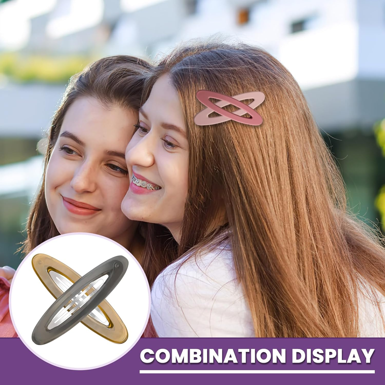 14 Pcs Oval Snap Hair Clips Non-Slip Large Snap Hair Clips Matte Glossy Snap Hair Clips Oval Hair Barrette Hair Accessories for Thick Thin Fine Hair Women Girls (3.5Inch) image number 1