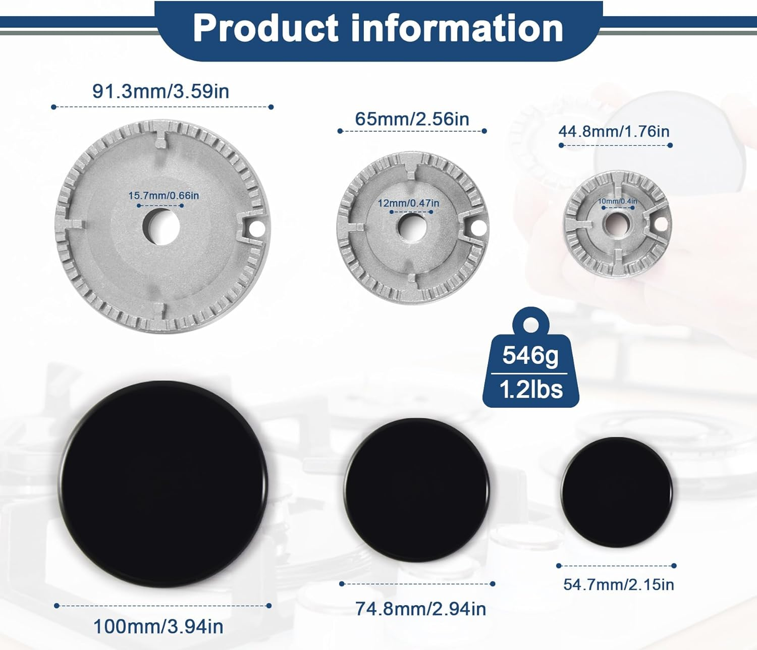 JUMXSRLE Gas Stove Burner Caps, Burner Head Replacement Kit, Heat Resistant Stove Gap Cover, Cooker Hat Set Easy to Clean, Gas Burner Flame Cap for SABAF Gas Stove Burners - 8PCS