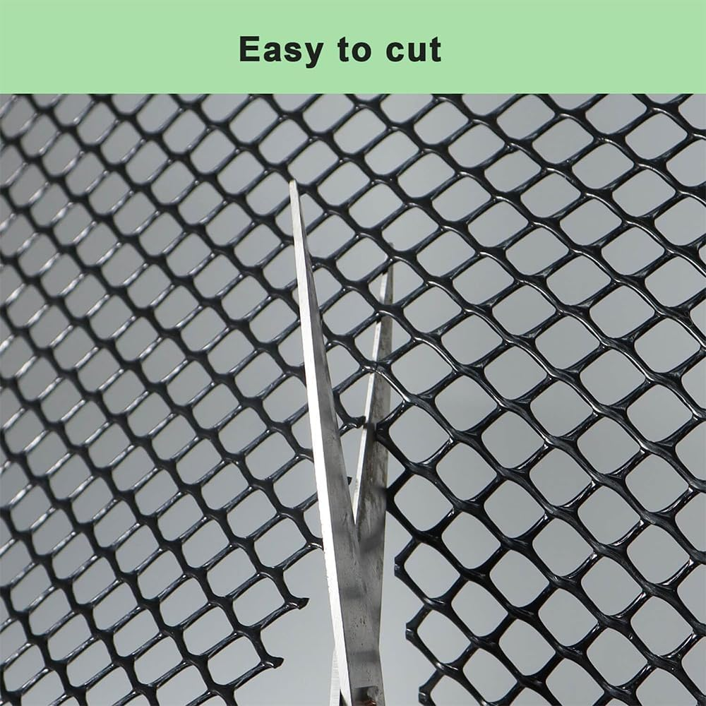 1 PCS Plastic Mesh Fence Roll with Zip Ties,15.7Inx16.4Ft,Chicken Protection Net for Dogs,Rabbits & Poultry - Chicken Netting - Snake Barrier - Balcony Netting for Pets - Balcony Cat Barrier,Black image number 4