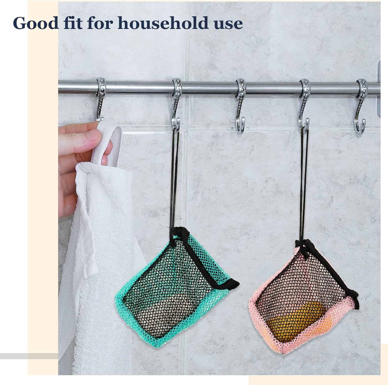 Tessco 4 Pcs Bar Soap Pouch Mesh Soap Exfoliating Net Bag Body Scrubber Hanging Rope Bags Exfoliate Loofah for Bath Shower Deeper Scrub and Lather image number 5