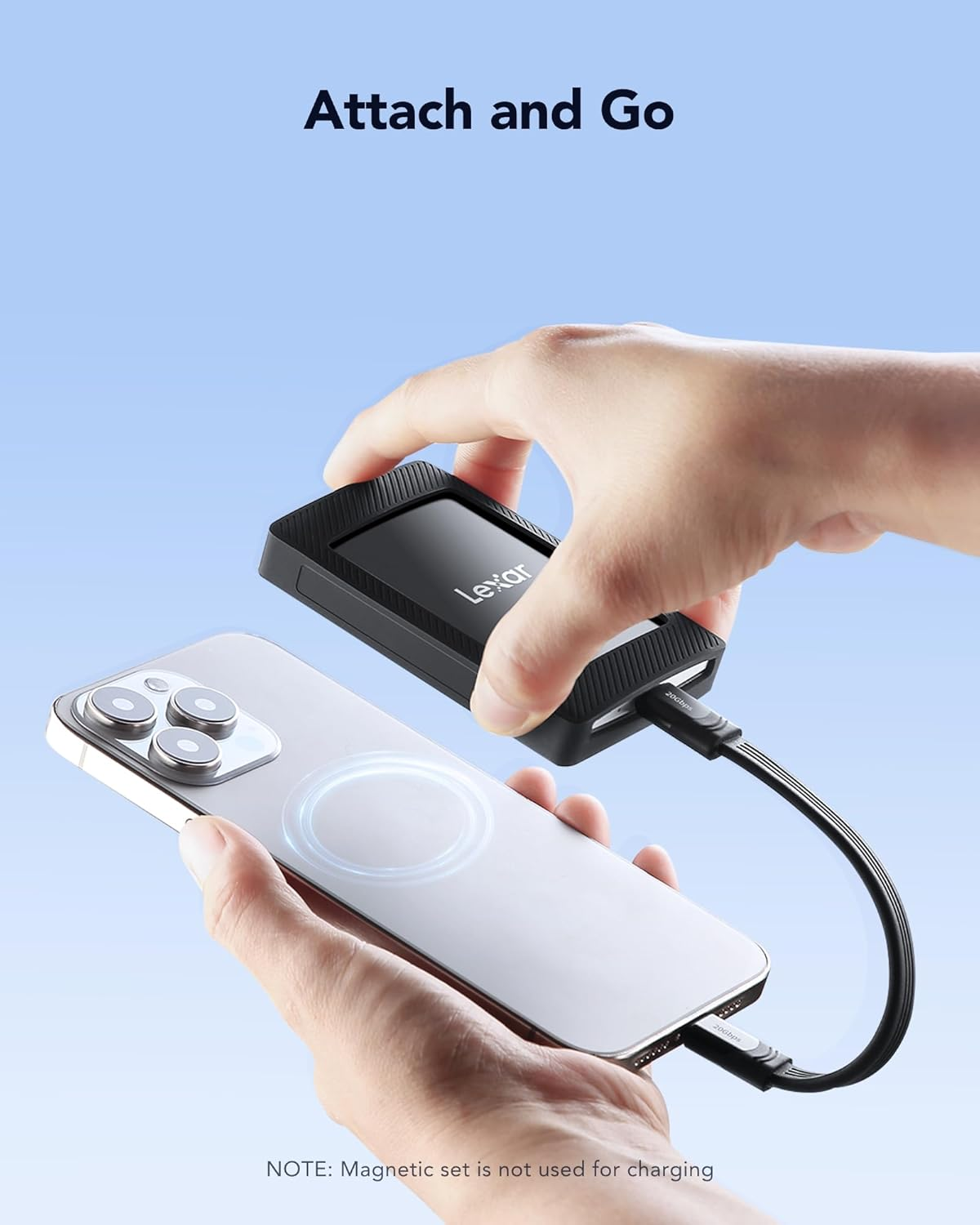 Lexar SL500M 1TB External SSD with Magnetic Set, USB 3.2 Gen2X2 Portable SSD, up to 2000Mb/S Read, Compact External Solid State Drive, Ultra Slim Compatible with Iphone 15 image number 2