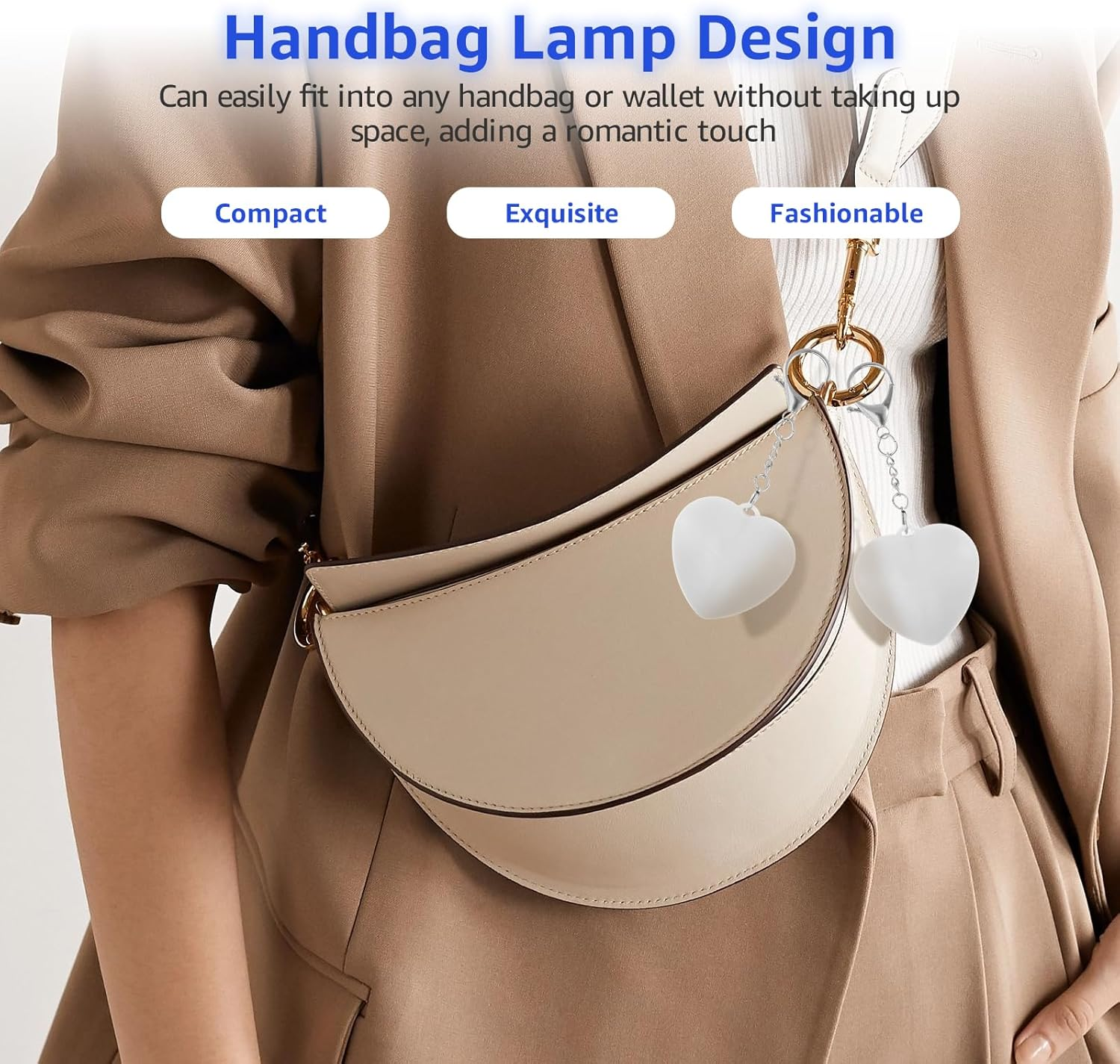 Bigjvbfv 4Pcs Purse Glow Heart Light, LED Automatic Sensor Handbag Lights, Touch Activated Handbag Light, Mini Handbag Purse Lamp for Purse Women Girls (4Pcs Love) image number 1