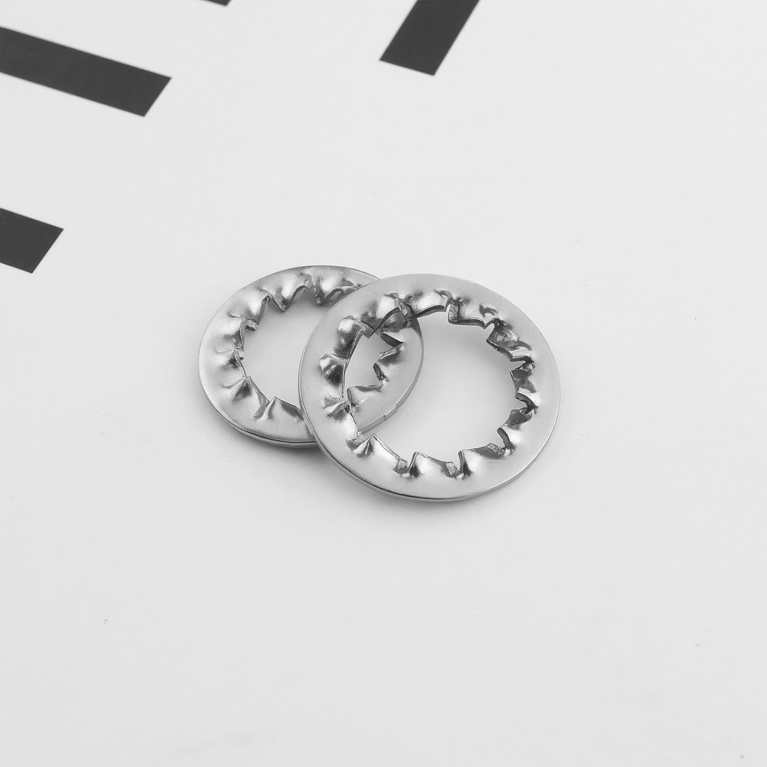 VGOL 150Pcs Internal Toothed Shakeproof Lock Washers 304 Stainless Steel Bolt Base DIN6798J for Furniture Repair Outdoor Construction Electrical Maintenance (M4/M6/M8/M10/M12) image number 1