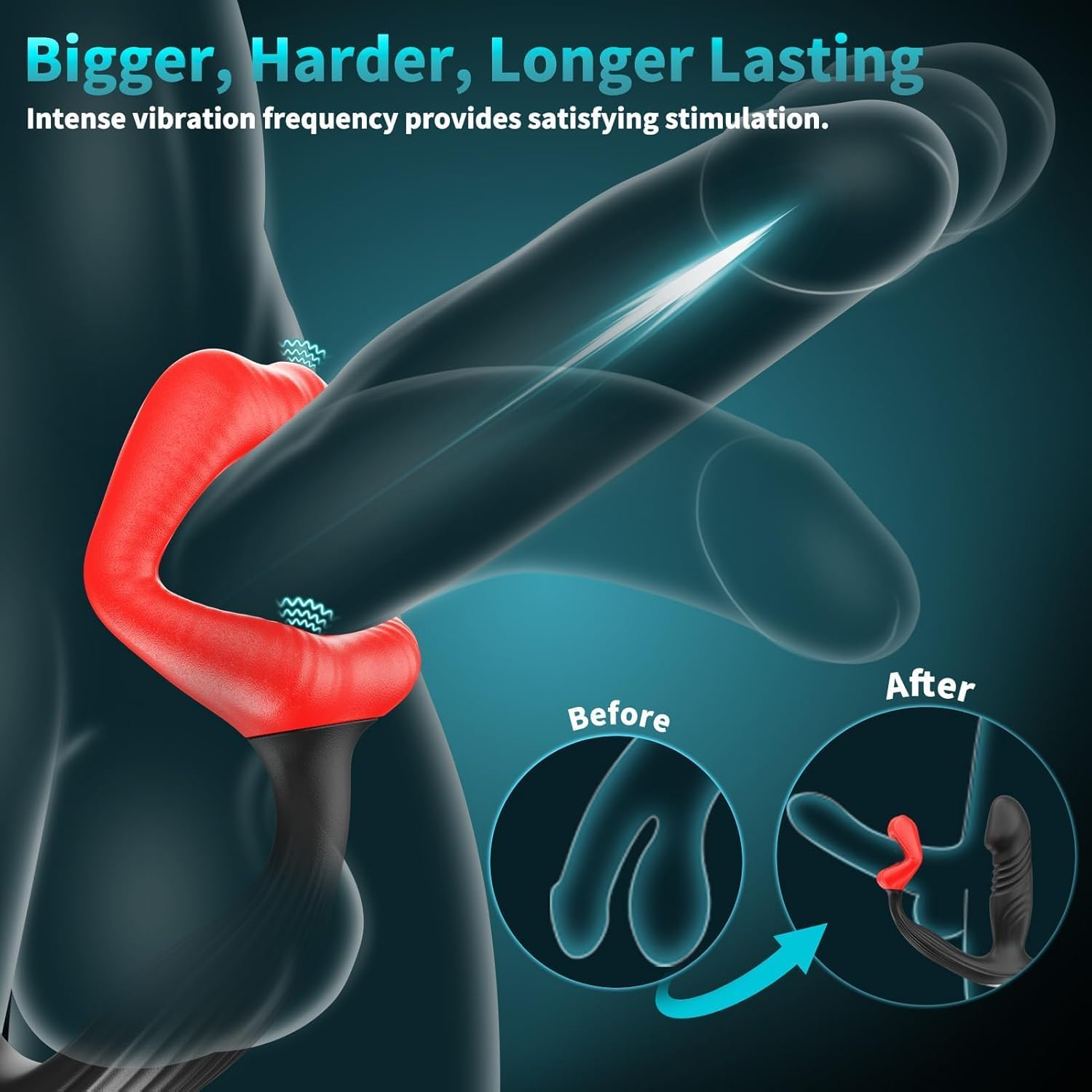 4 in 1 Prostate Sex Toys Male Massager, Vibrator with Penile Ring, APP Controlled Male Expander, Anal Plug Dildo Vibrator with 9 X 9 Thrust Modes Vibrating Portabl for Couple Sex Toys image number 2