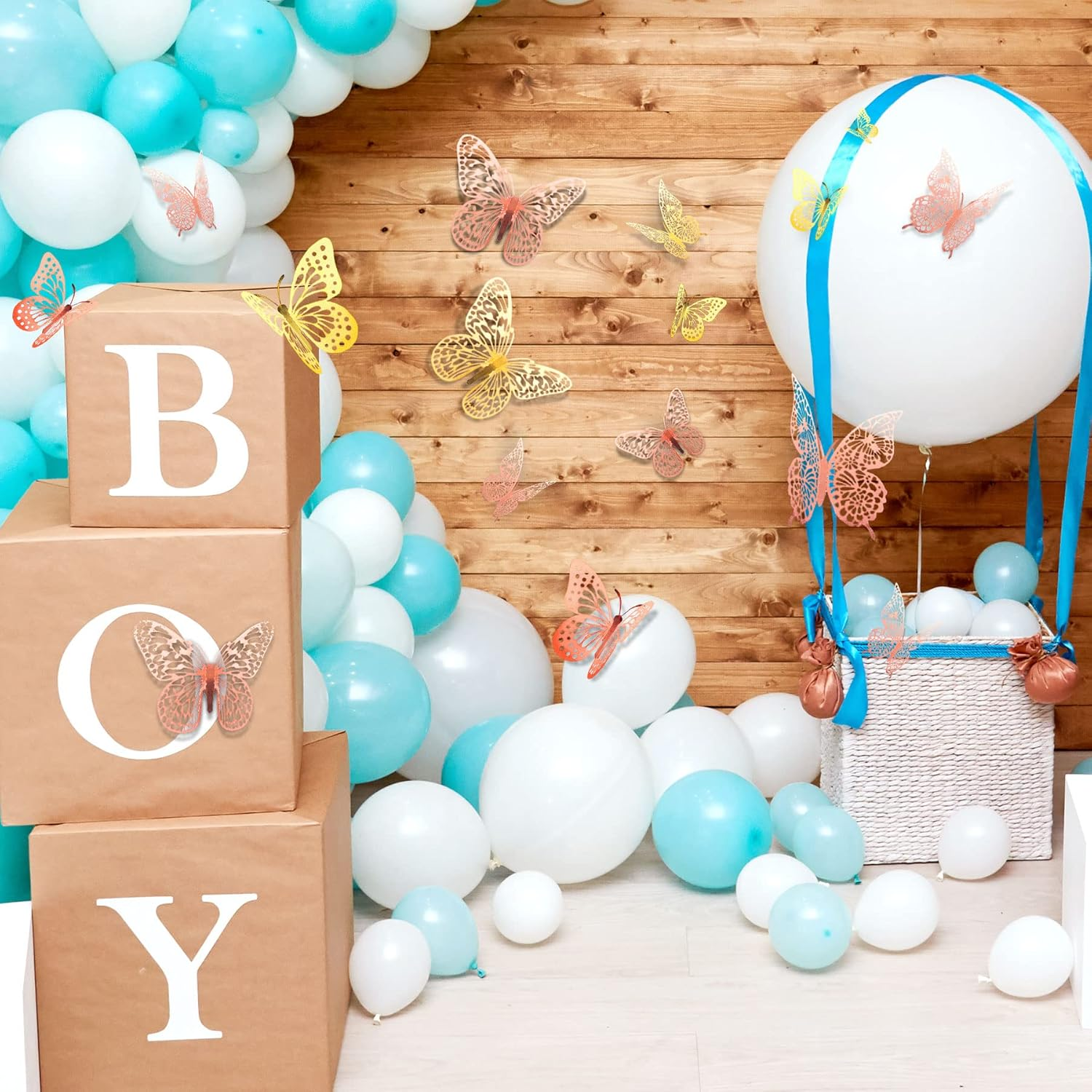 Butterfly Cake Decorations 36 Pcs Glitter 3D Butterflies Cupcake Toppers Rose Gold Hollow Cake Topper for Birthday Wedding Party Sticker Decoration image number 6