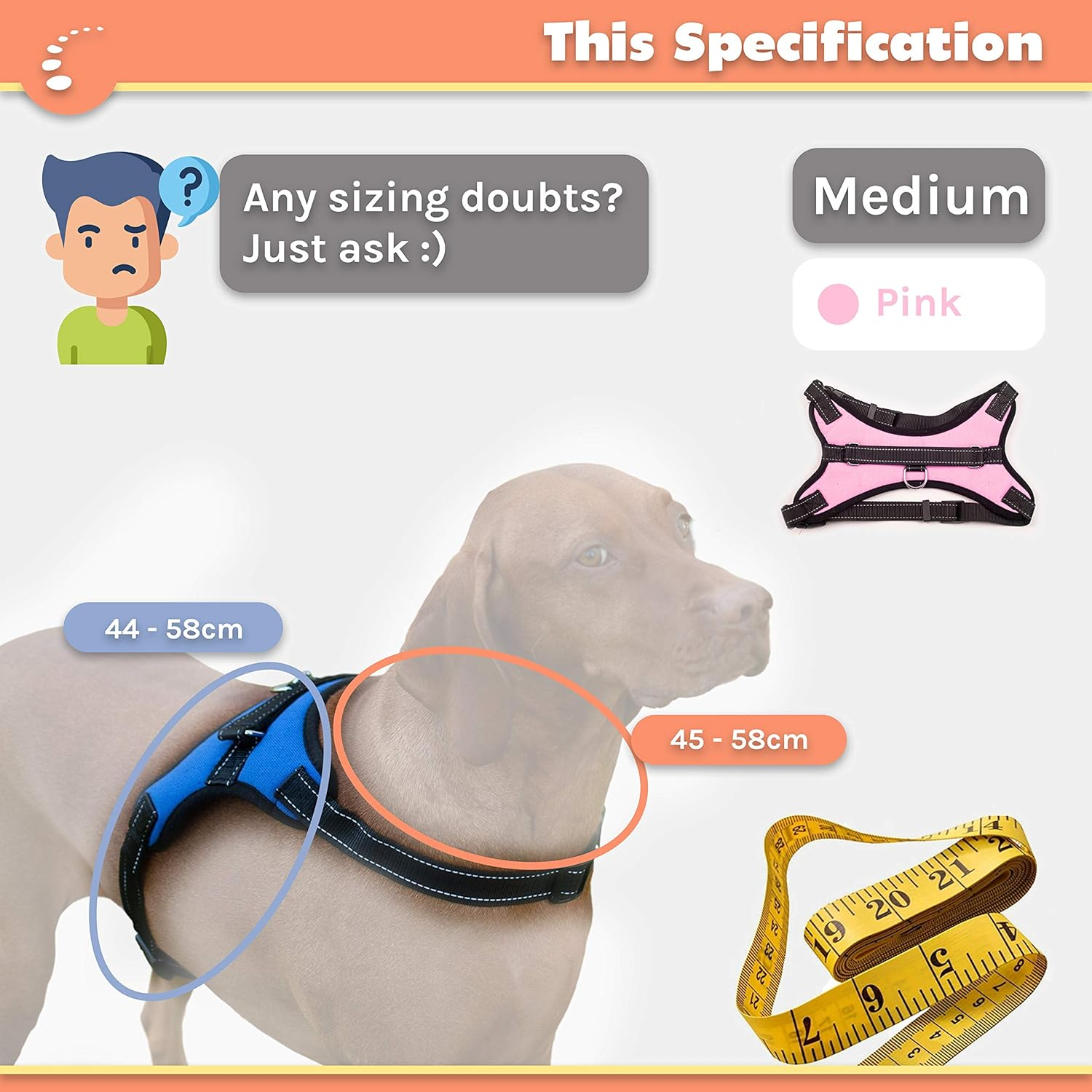 Zenify Pets Dog Harness - Chest Control Grab Adjustable Reflective for Medium Dogs (Pink, Medium)&hellip; - Black Medium image number 4