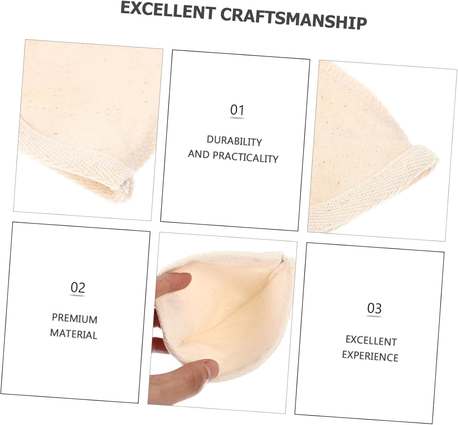 INOOMP Reusable Coffee Filter Bag Wood Handle, Large Size Portable Coffee Brewing Tool and Milk Tea Straining Bag, 2Pcs Multipurpose Mesh Filter for Home Brewing