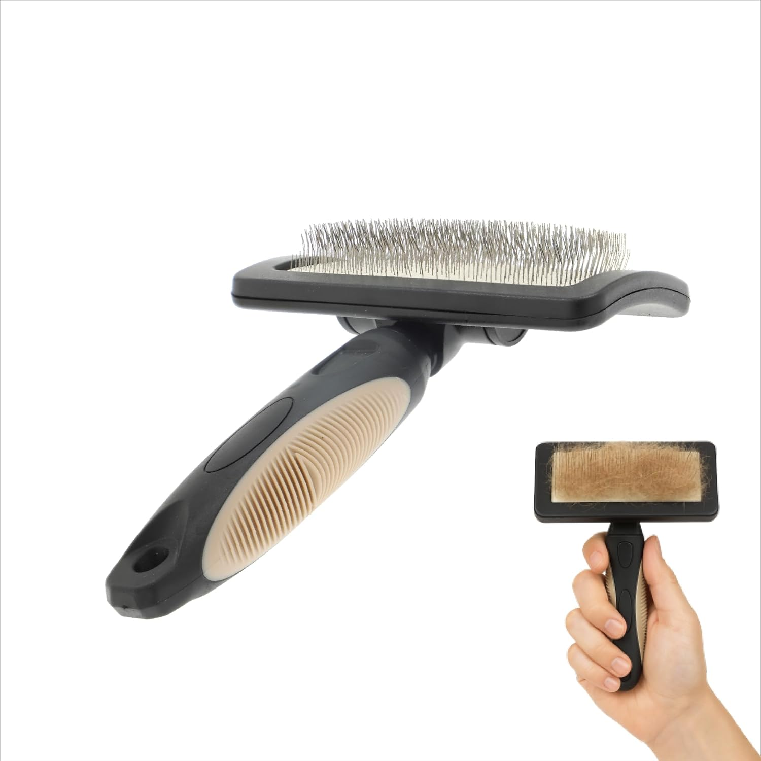 Rosewood Soft Slicker Brush for Dogs - Large - Dog Brush for Medium to Long Fur - Black - Gentle Grooming Brush with Stainless Steel Pins image number 2