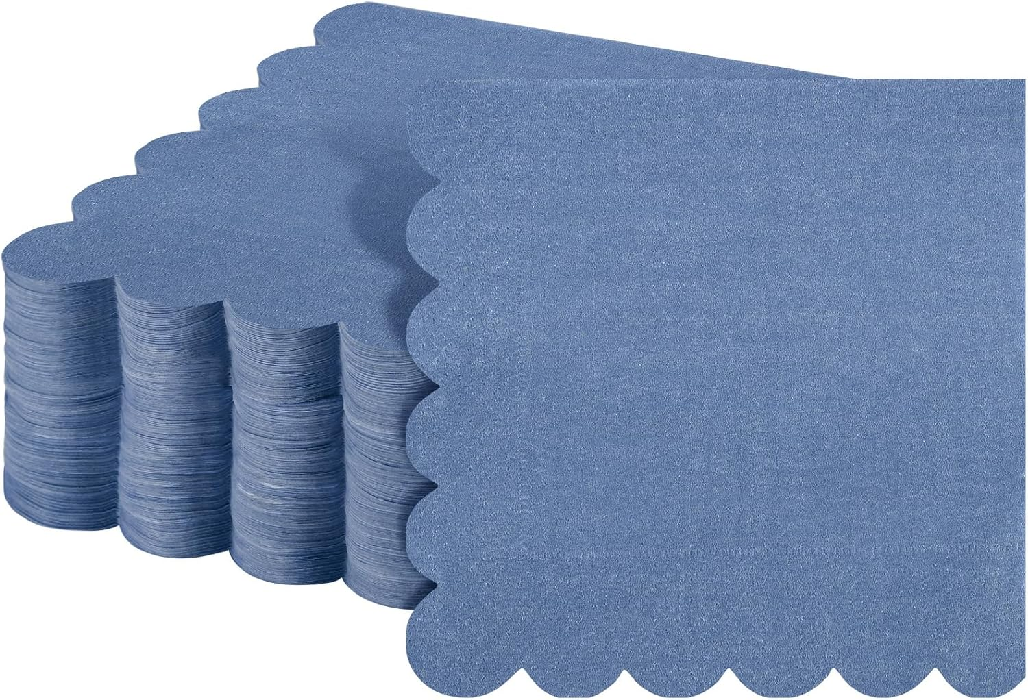 Fuutreo 100 Pcs Scalloped Cocktail Napkins Thick Paper Disposable Party Napkins Beverage Tissue for Wedding Dinner Birthday Supplies, 5 X 5 Inches(Navy Blue)