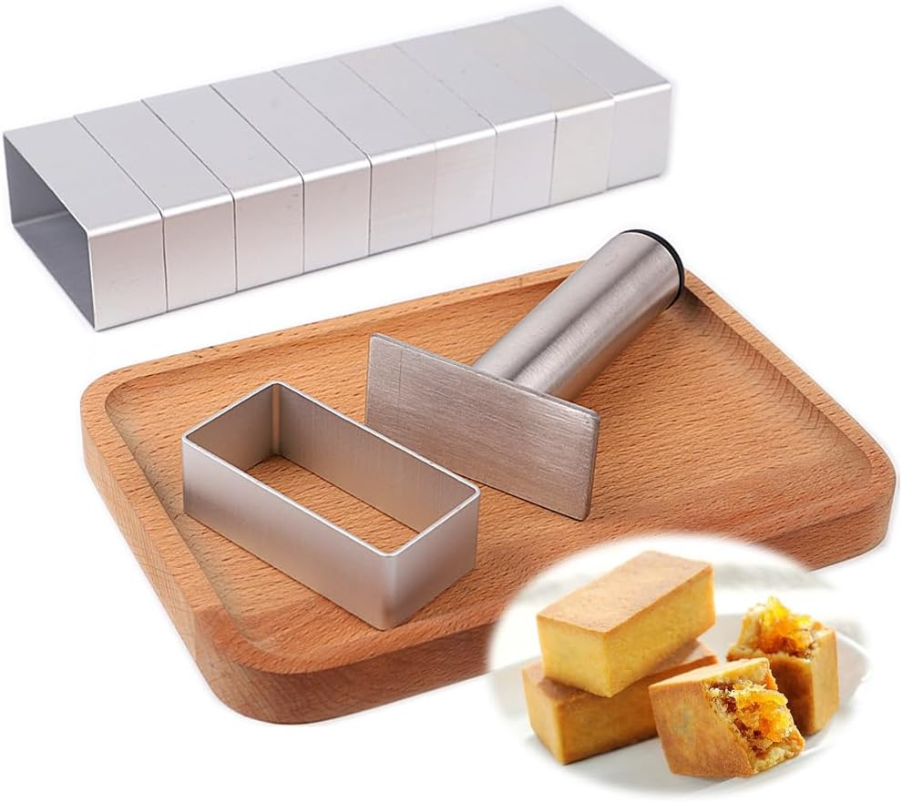 2.1Cm Height Lengthened Rectangle Aluminium Pineapple Cake Mold Stainless Steel Press Stamp Fondant Cookie Biscuit Molds DIY image number 2