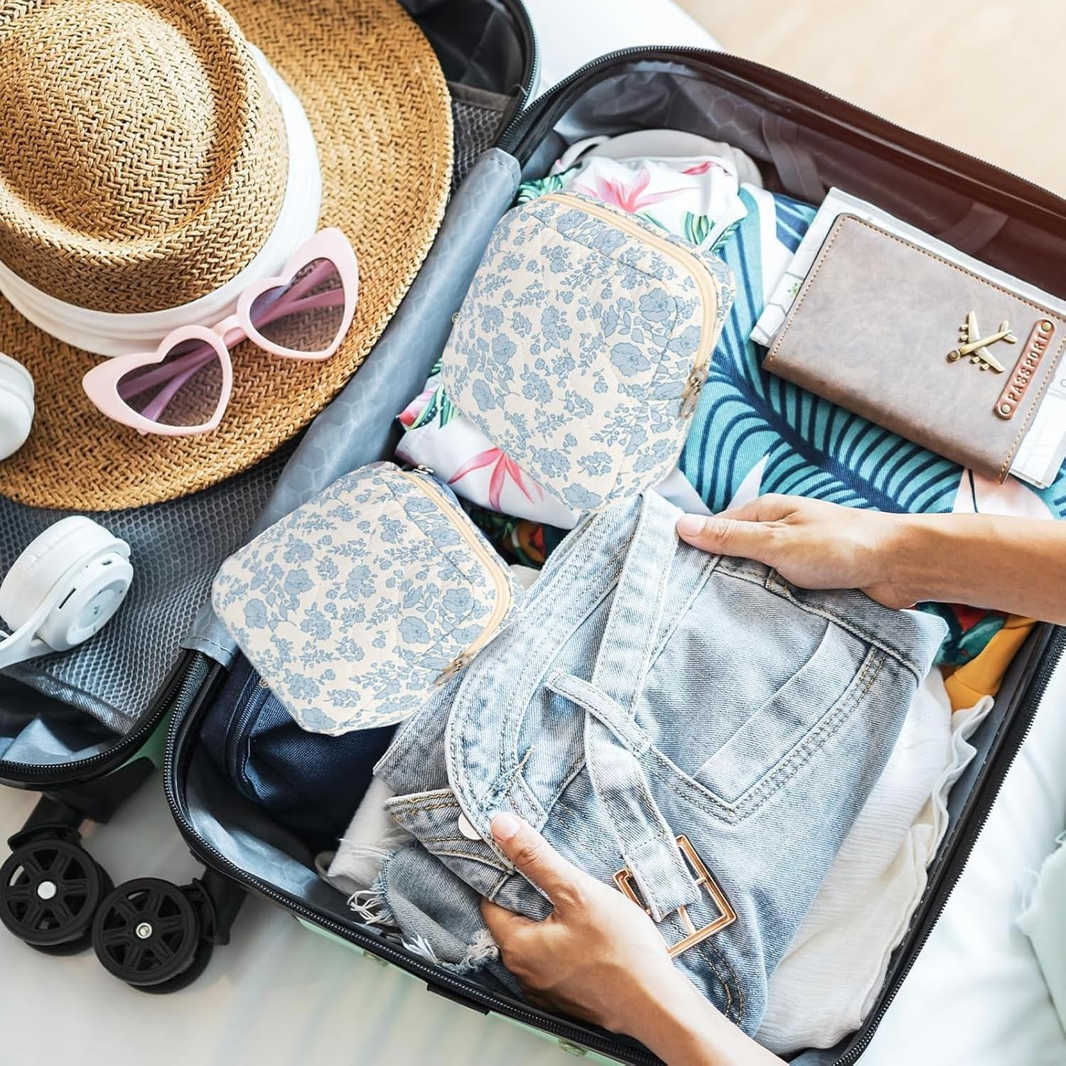 Sanitary Pad Storage Bag - First Period Kit for Girls | Sanitary Disposal Bags | Portable Zipper Stylish Pouch | Menstrual Tampon Nursing Pads Holder for Teen Pads/Sanitary Napkins/Small Tampons - A image number 5