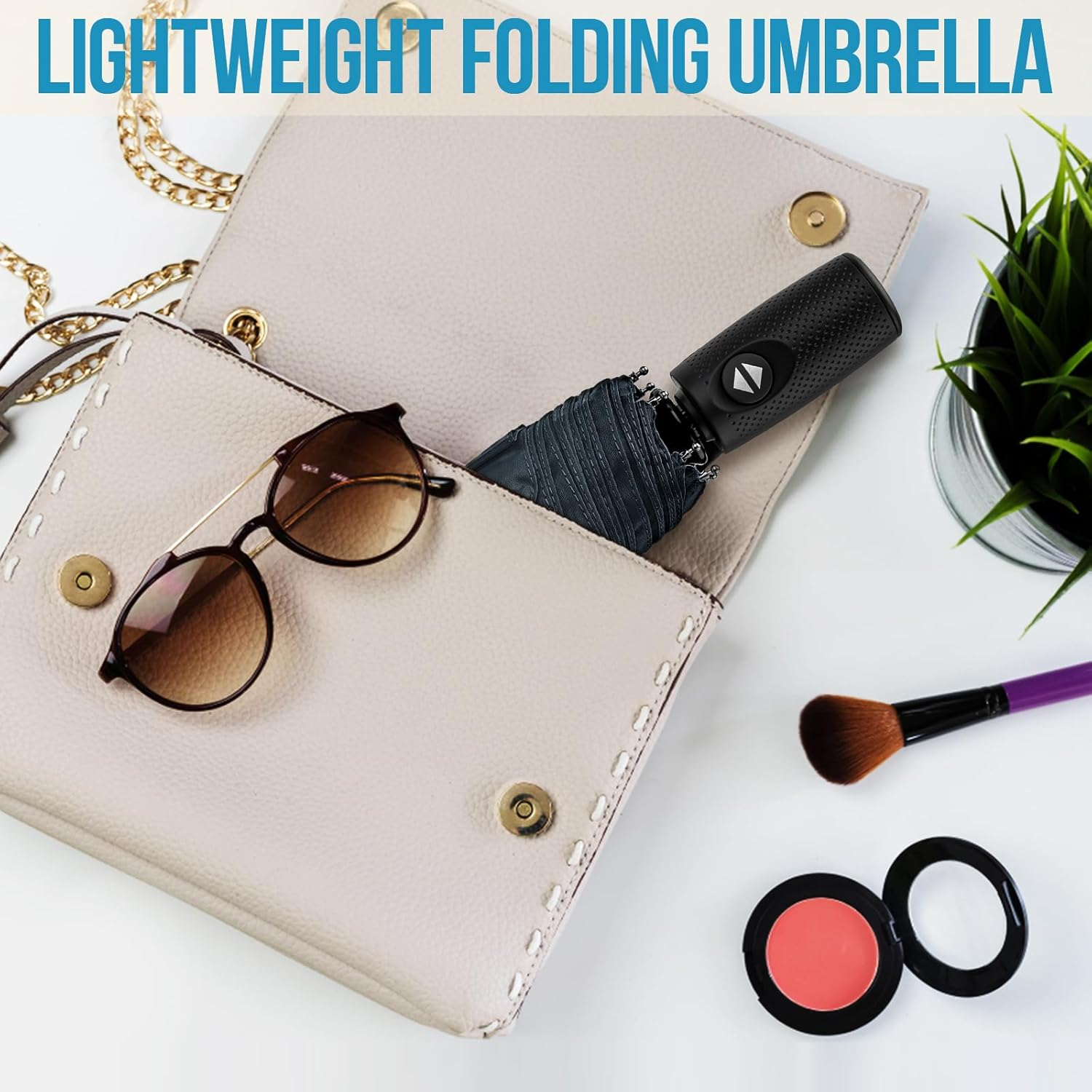 ZOMAKE Travel Folding Umbrella - Windproof Umbrellas Automatic Open and Close, Lightweight and Portable Campact Umbrella for Rain and Sun image number 1