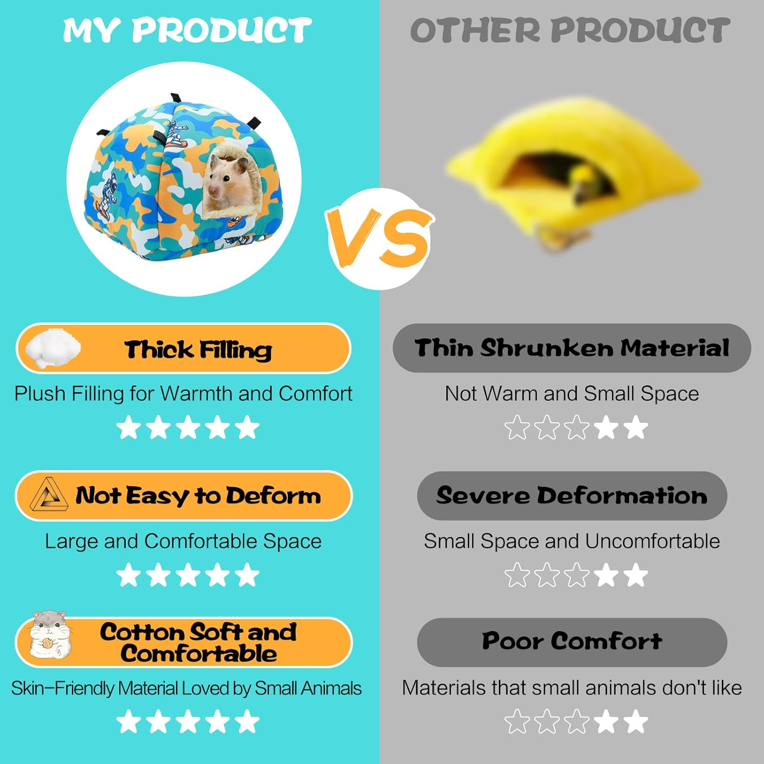 SUSOO Plush Warm Hamster Hideout for Small Animal Bedding Cage Accessories,Breathable Guinea Pig Bed House Hideout for Dwarf Rabbits,Chinchillas,Hamsters,Hedgehogs,Squirrel and Rats（Astronaut/S/Size image number 1