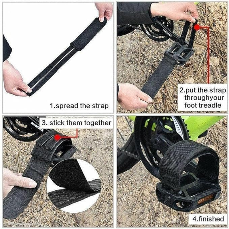 THJOPOKEEL Bike Pedal Straps, Set of 2, Heavy Duty Nylon Bicycle Footrest Strips, Adjustable Biking Accessory for Fixed Gear, Road BMX, MTB, Stationary Exercise Bike image number 1
