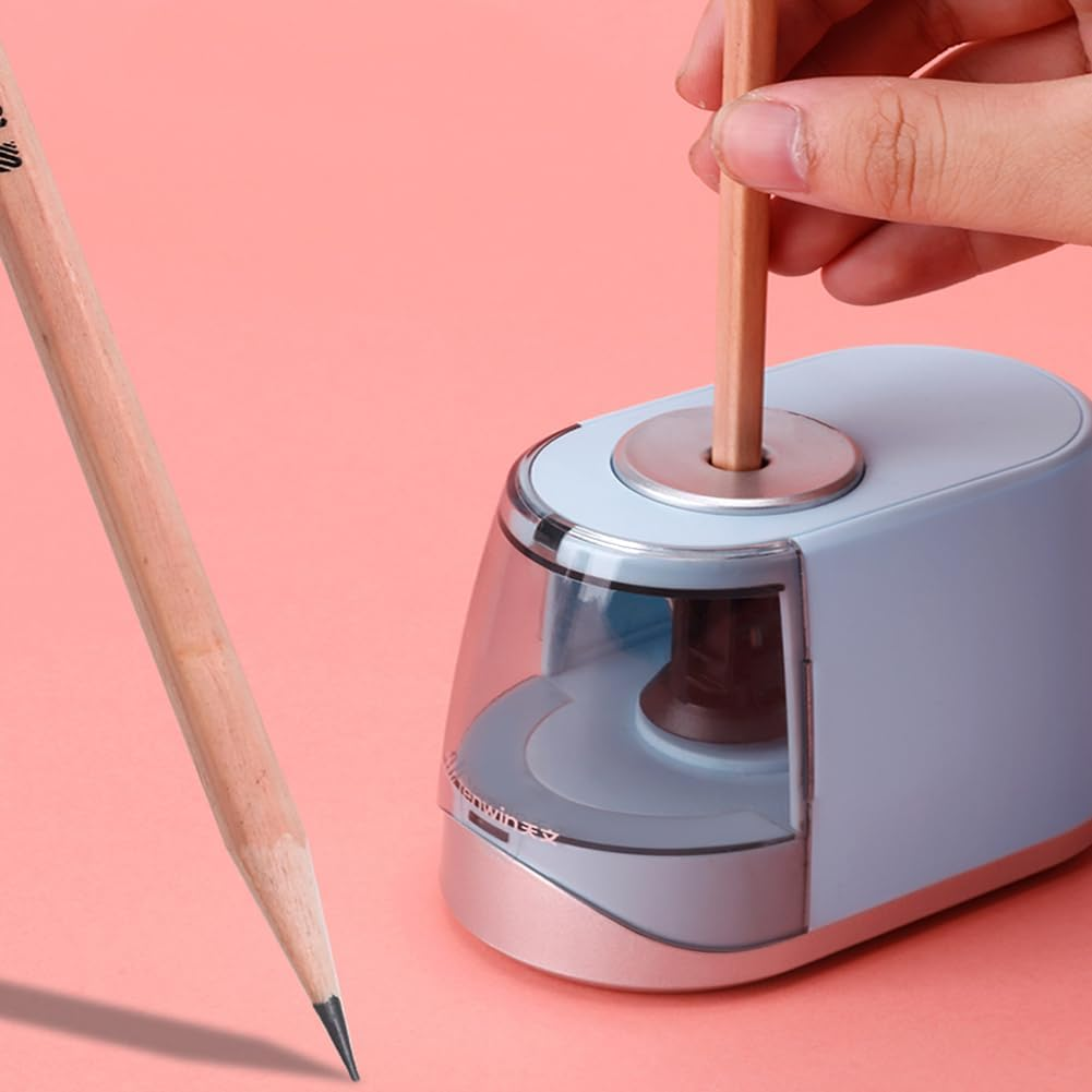 Adjustable Nib Electric Pencil Sharpener Usb/Battery 2 in 1 Operated Fast Pencil Sharpener for 6-8Mm Colored Pencils Office Home Pencils Knife Supplies (Blue) image number 4