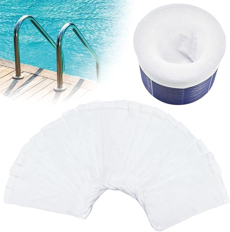 Pool Skimmer Socks - Ultra Fine Mesh Skimmer Basket Nets for Swimming Pools - Reusable Filter Socks Liner for Leaves, Debris, Hair, & Small Particles - Fits Standard Skimmers & Pump Baskets (50PCS) image number 2