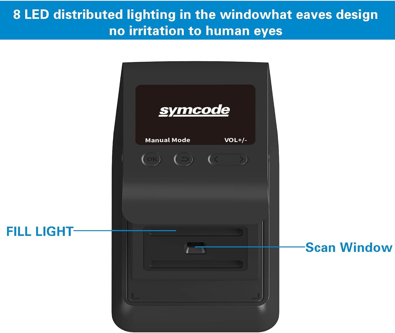 Symcode 2D QR Hands-Free Barcode Scanner Omnidirectional Automatic Sensing Scanning USB Connection Desktop Barcode Reader, Wired Bar Code Reader Screen Scanningfor POS PC Airport, Supermarket image number 4