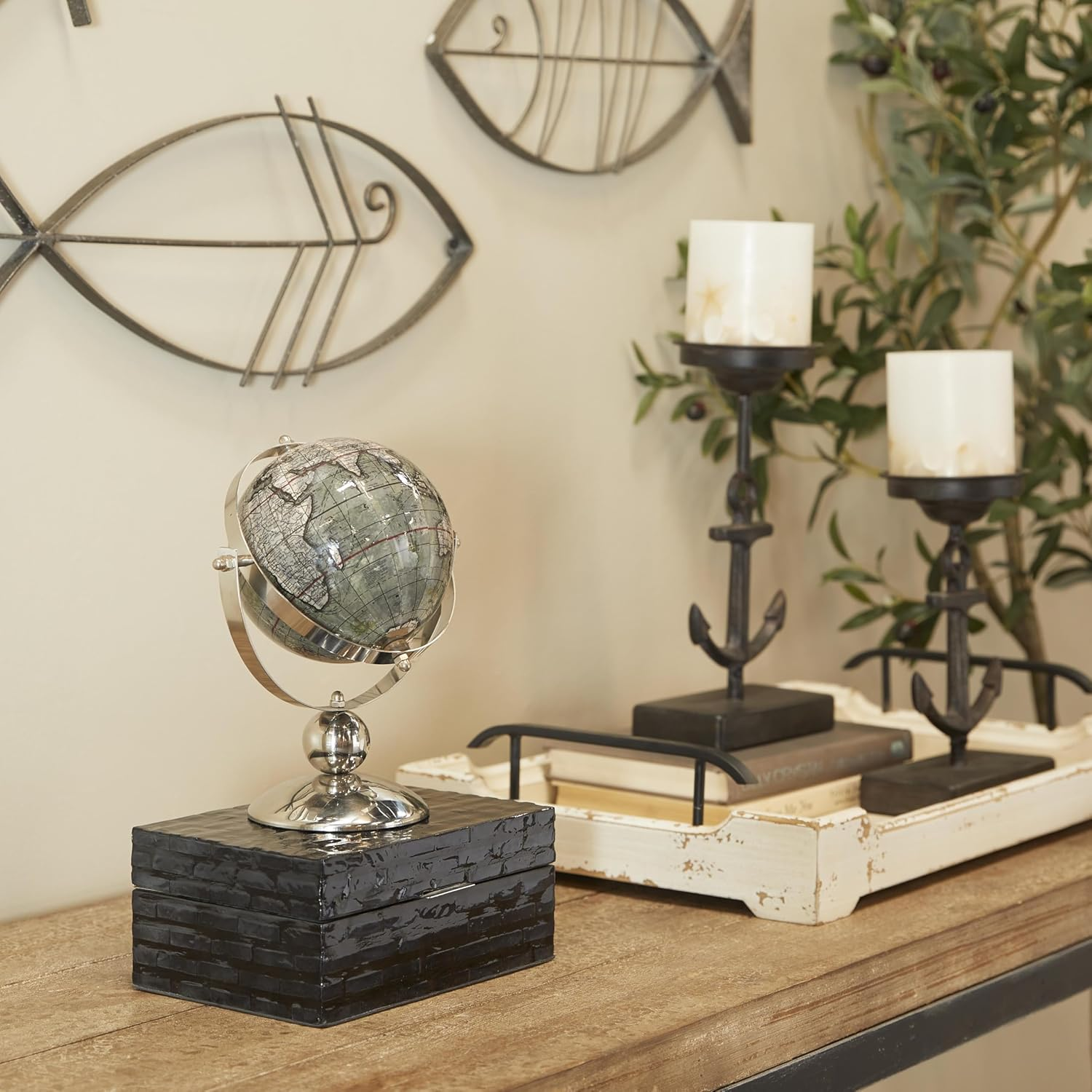 Deco 79 Stainless Steel Globe, 8" X 5" X 9", Silver image number 6