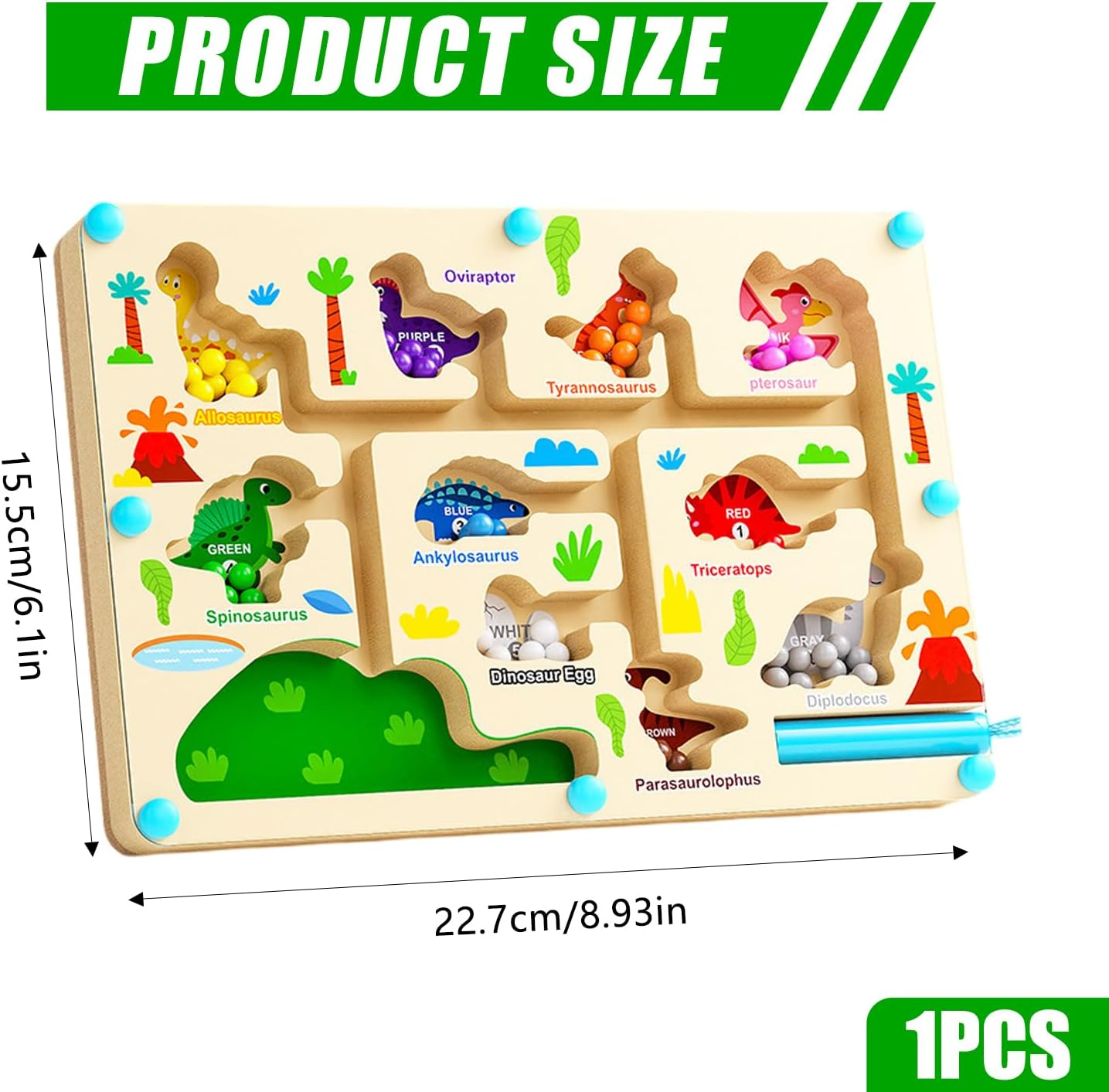 Magnetic Color and Number Maze for Toddlers: Christmas Montessori Wooden Learning Game, Fine Motor Skills Toy with Colorful Beads for 2-5 Year Old Boys and Girls