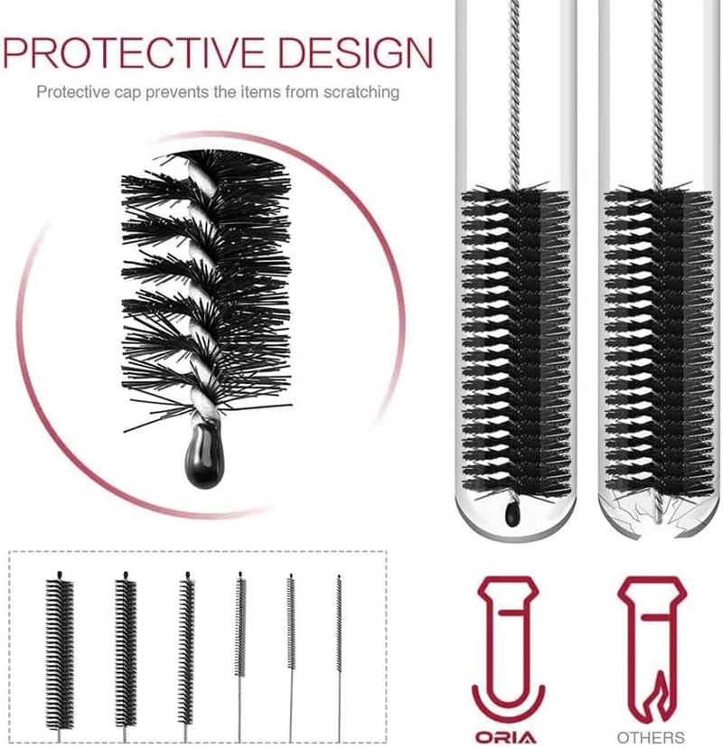 10Pcs Straw Cleaner Brush Set,8 Inch Pipe Cleaner with Key Ring, 2-24Mm Diameter Nylon Bristles for Straw Brush, Bottle, Espresso Machine, Dishwasher Safe, Hard to Reach Spaces Cleaning image number 2