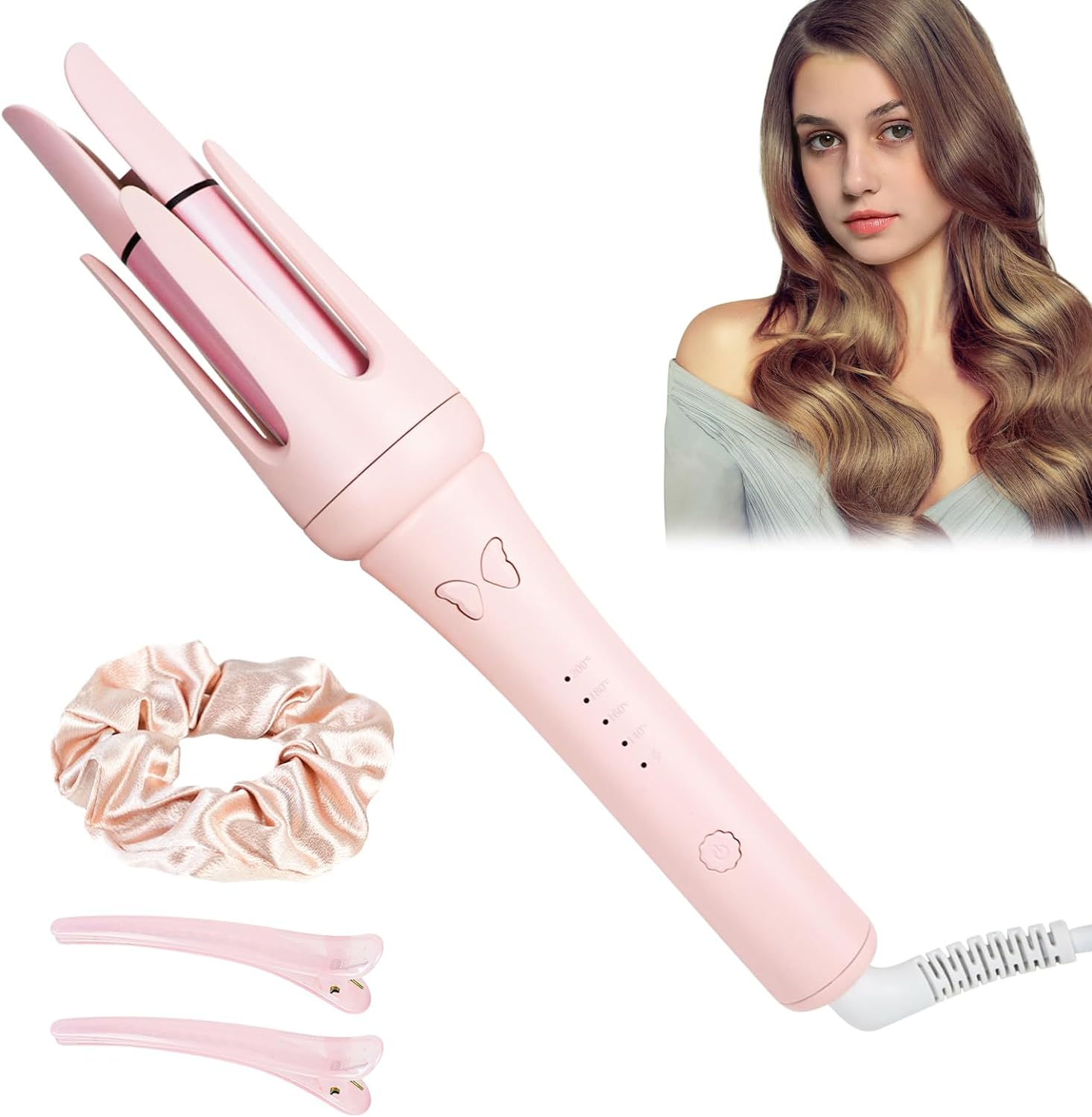LIWEGHT 32Mm Automatic Curling Wand 360&deg; Rotating, Double Anti-Scald, 4 Temp Settings & Timer, Ceramic Barrel, Beginner-Friendly