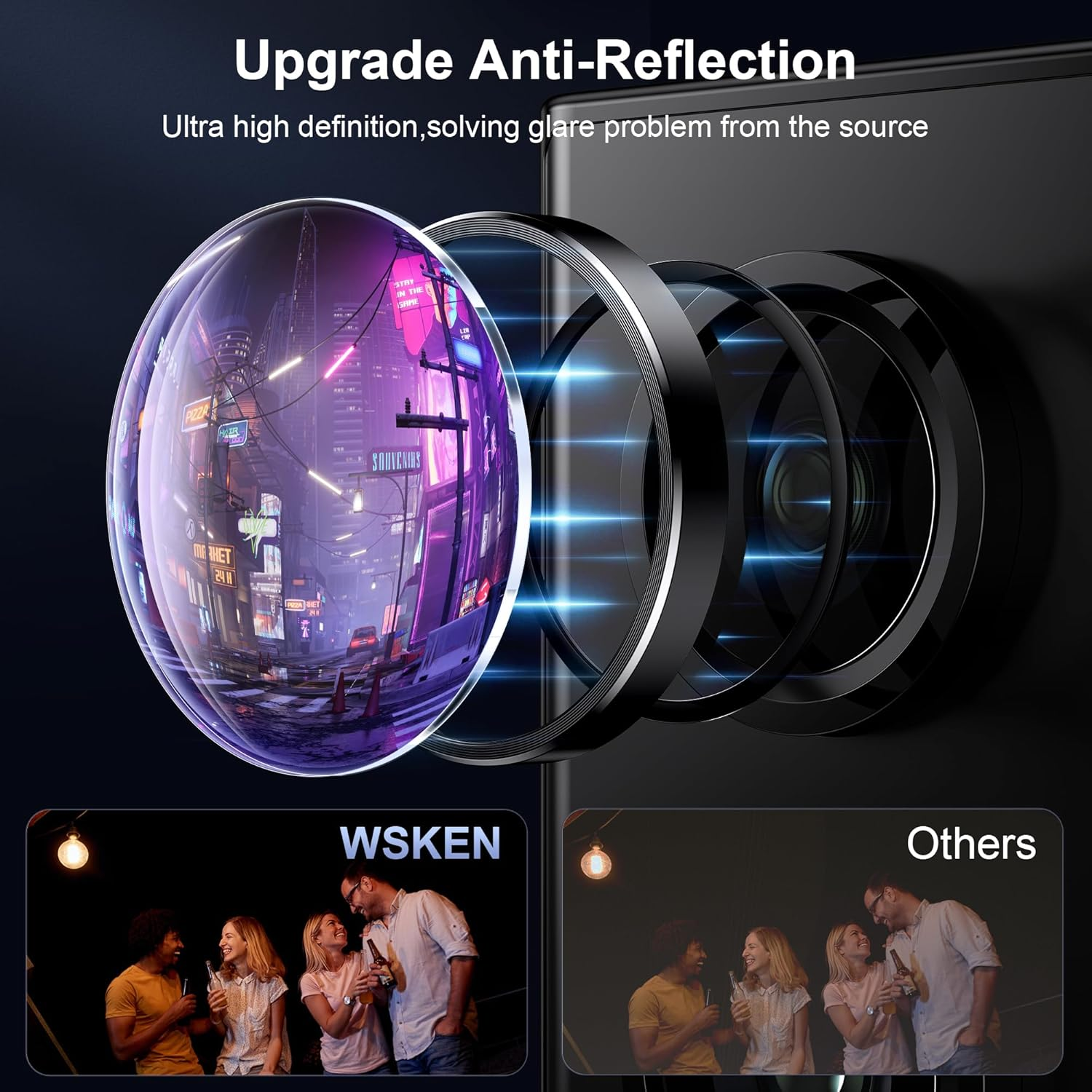 WSKEN for Samsung Galaxy S24 Ultra Camera Lens Protector, Ultra Thin Scratch Resistant 9H Tempered Glass with Aluminum Metal Circle Camera Screen Protector Cover Accessories, Black image number 5