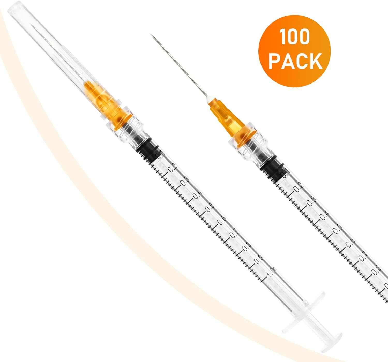 1Ml Disposable Luer Lock Syringes with 25G 1 Inch Needle Individual Package - Pack of 100 image number 3
