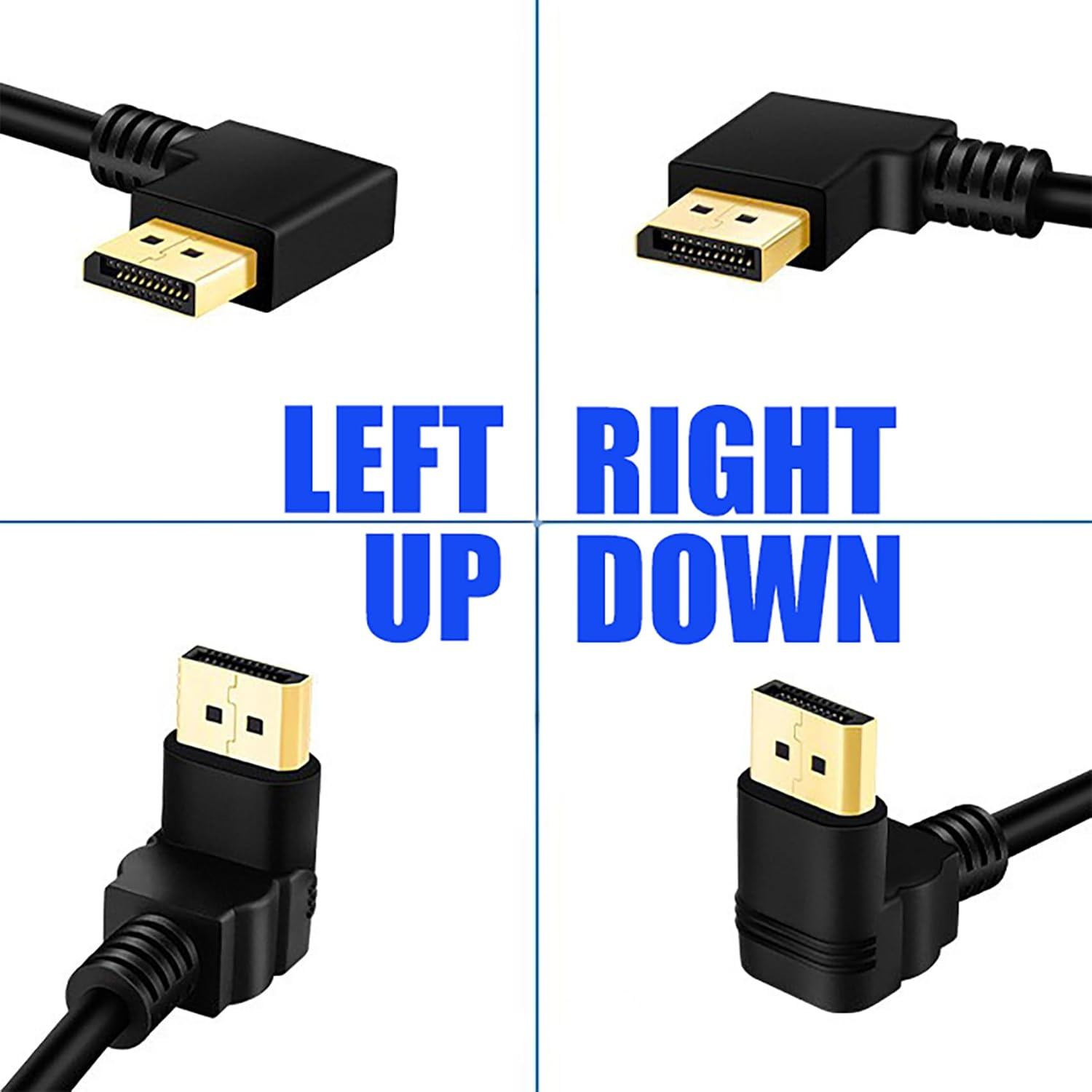 Tunghey Right Angle Displayport Extension Cable 0.3M, 4K DP Extender Cable(4K@60Hz,2K@144Hz, 2K@165Hz), DP Male to DP Female 1.2 Cable,Compatible with Computer Desktop Laptop (Down Angle) - Left Angle image number 7