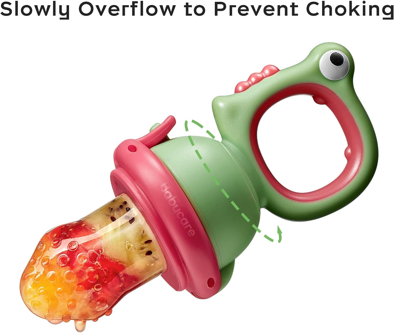 Bc Babycare Baby Food Feeder Pacifiers, Two Size Baby Fruit Pacifier Feeder 2 Pack for Different Month Age Baby,Silicone Food Grade Infant Teether Training Massaging Toy Could Rotate to Squeeze (Green)