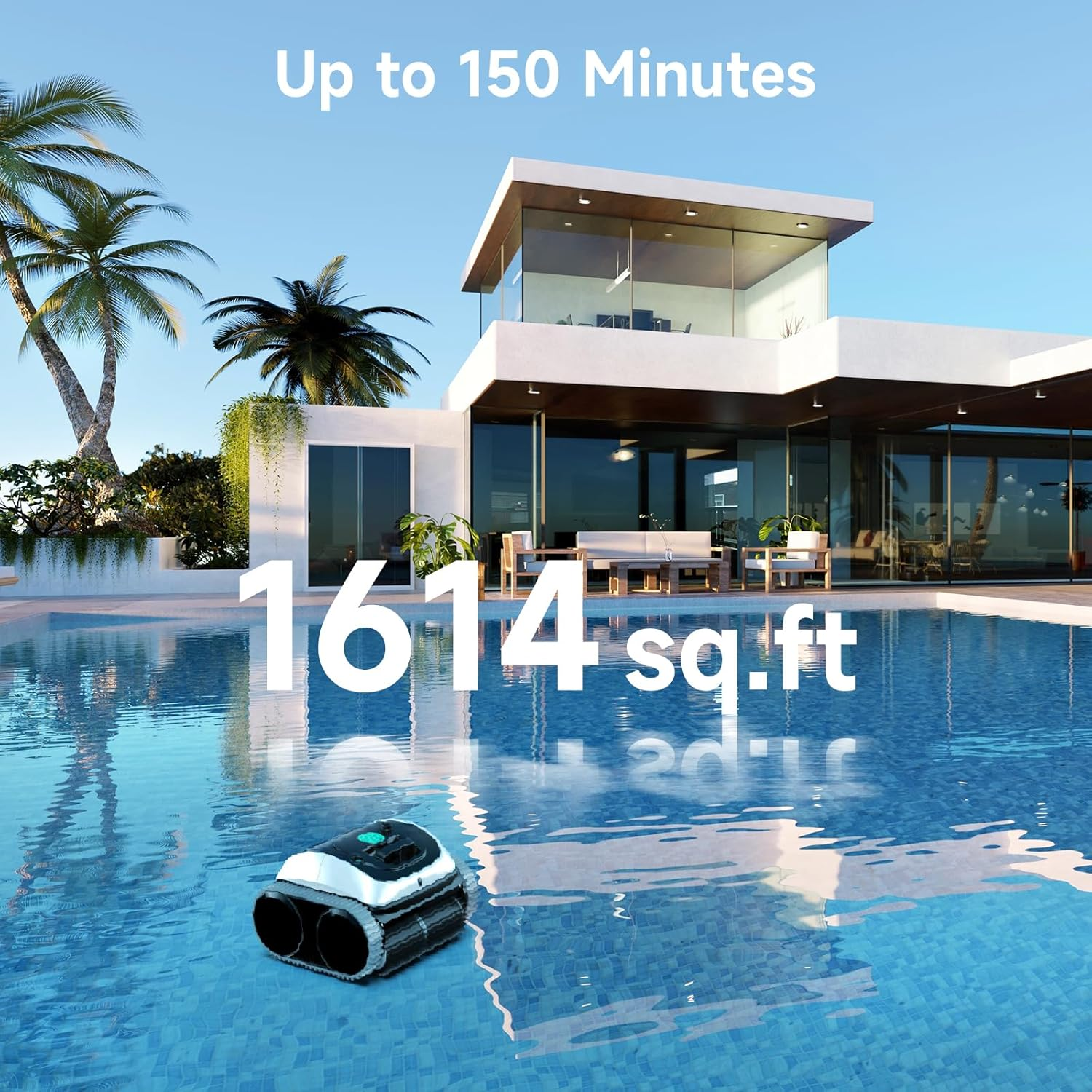 WYBOT C1 Cordless Pool Cleaner, Wall & Waterline Cleaning, Pool Vacuum Robot with Smart Route Planning, 150 Mins Runtime, for Inground Pools up to 150㎡ (Blackwhite & Green)